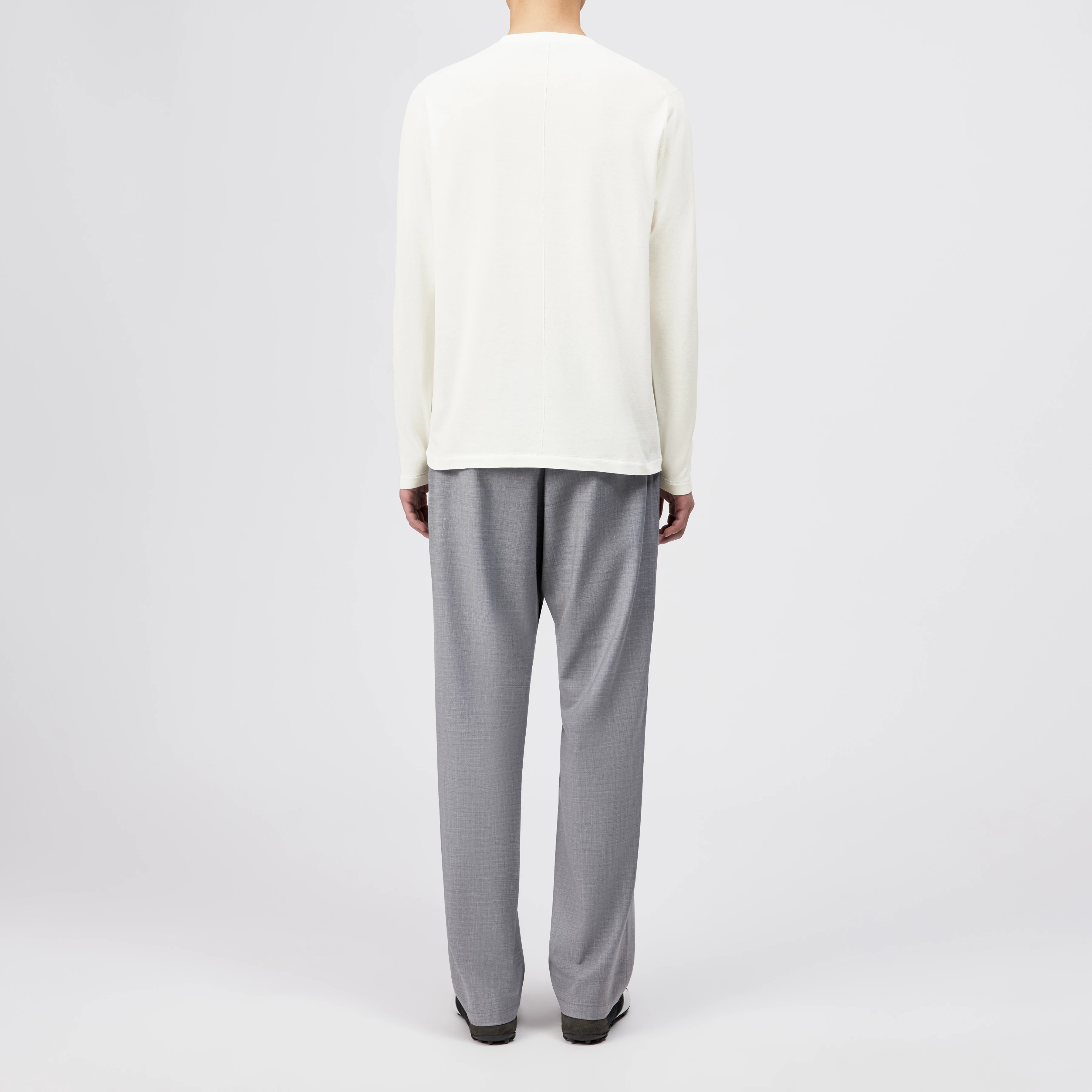 KIAAN - Regular Fit Longsleeve mit Stehkragen aus Feinstrick - Herren - off white - Rückansicht