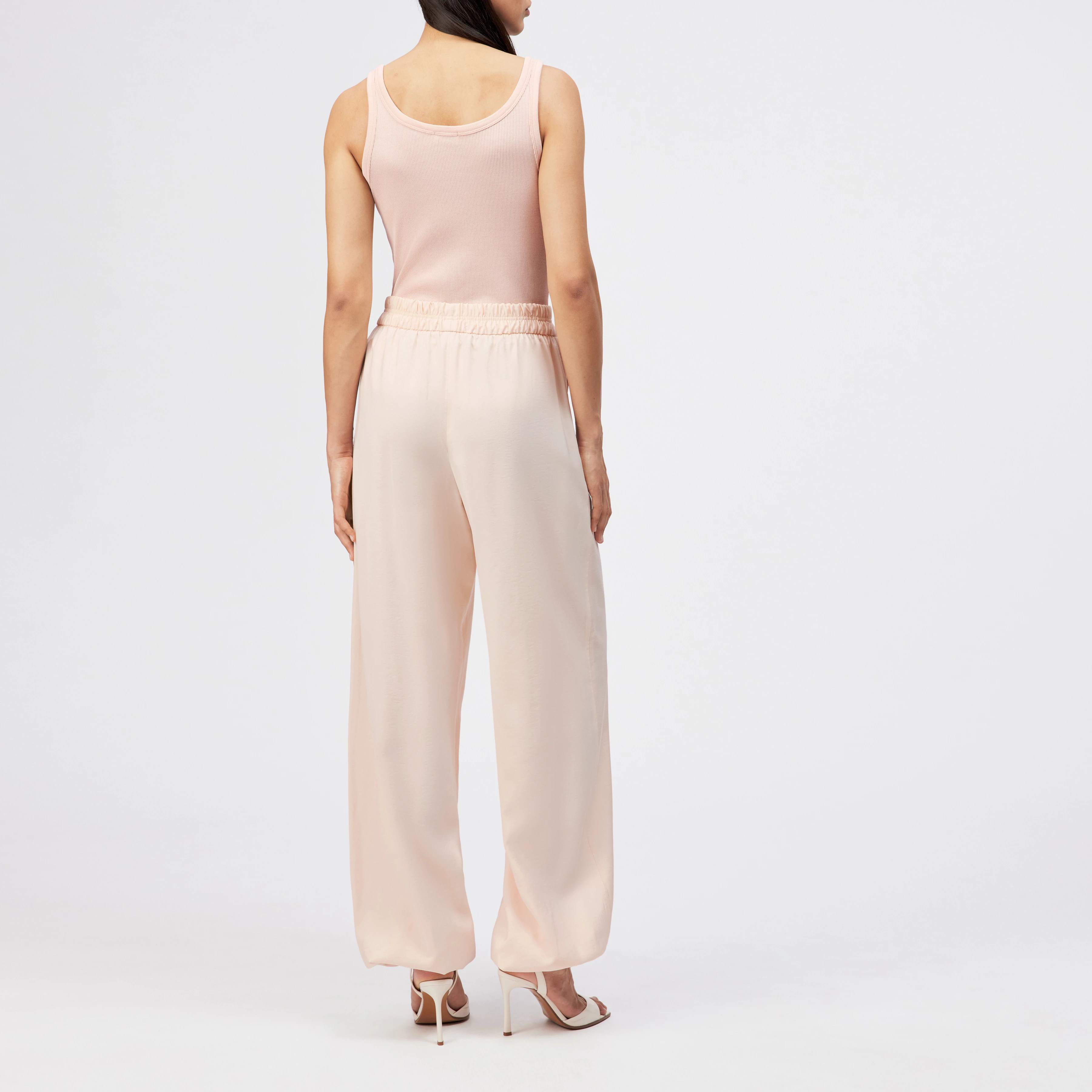 EITHER - Pantalon large en twill de viscose - women - orange - Rückansicht