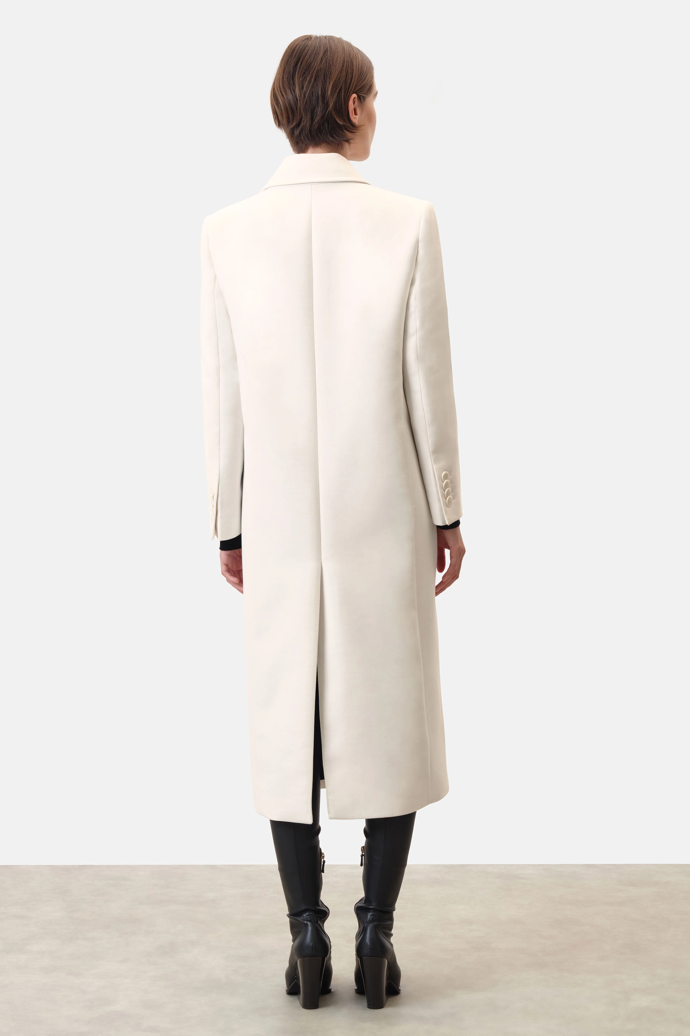 WORCESTER - blazerjas met schouderaccent van wollen keperstof - dames - off white - Rückansicht