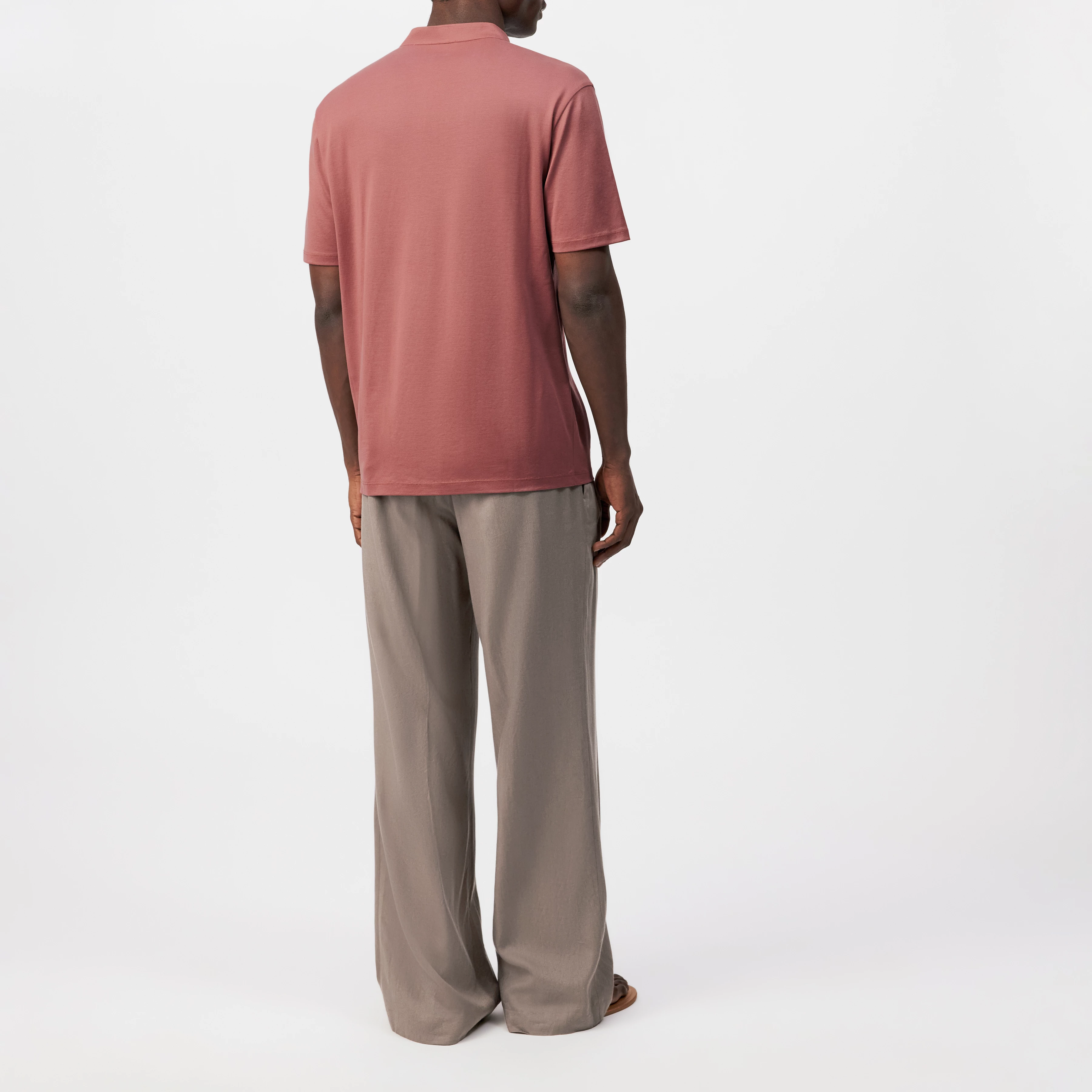 LOUIS - T-Shirt mit Knopfleiste in Piqué - Herren - orange - Rückansicht