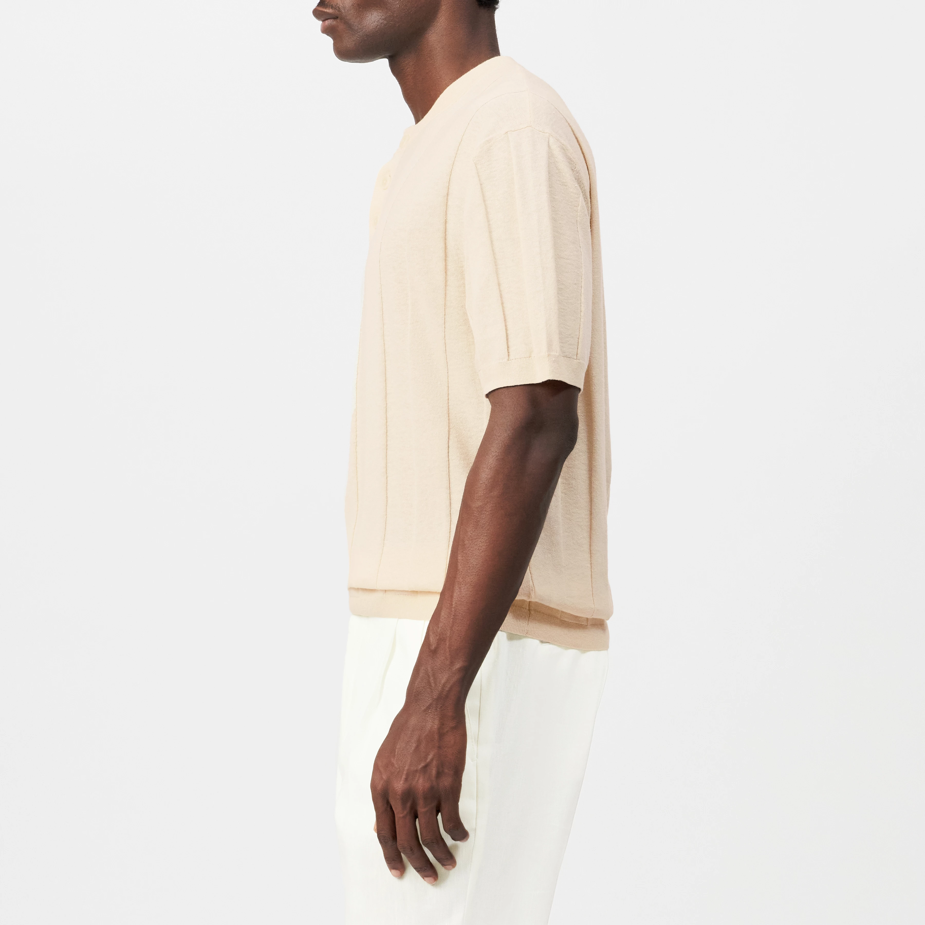 FREEKO - Regular Fit Linen-Cotton Polo Shirt - men - beige - Seitenansicht