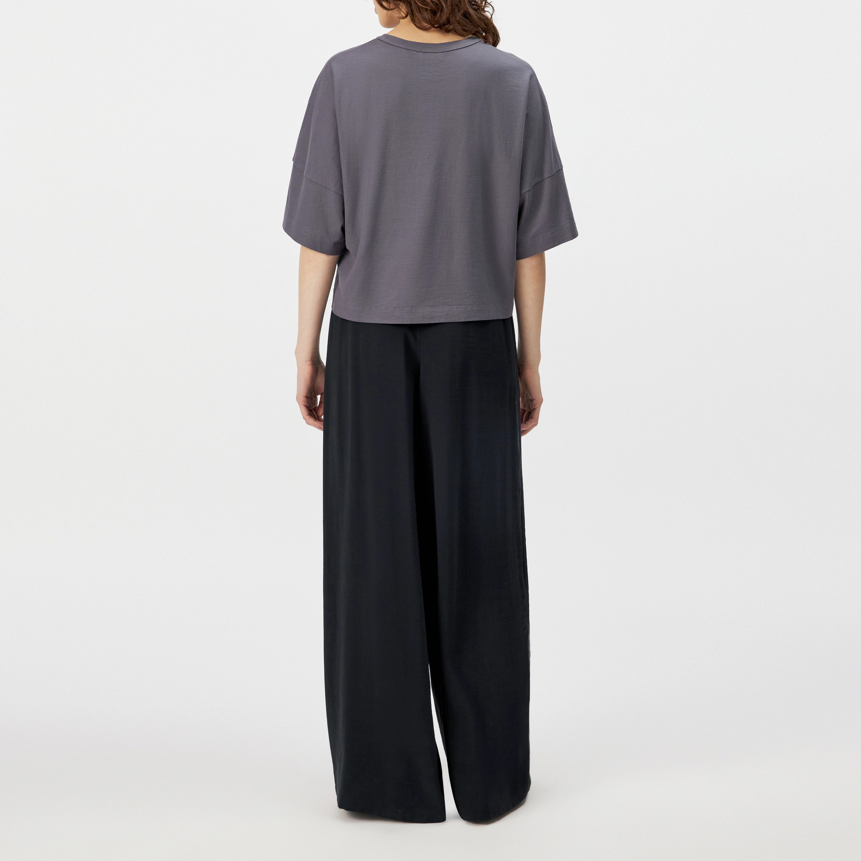 KUSIA - Lässiges T-Shirt in Baumwoll-Crepe - Damen - grau - Rückansicht