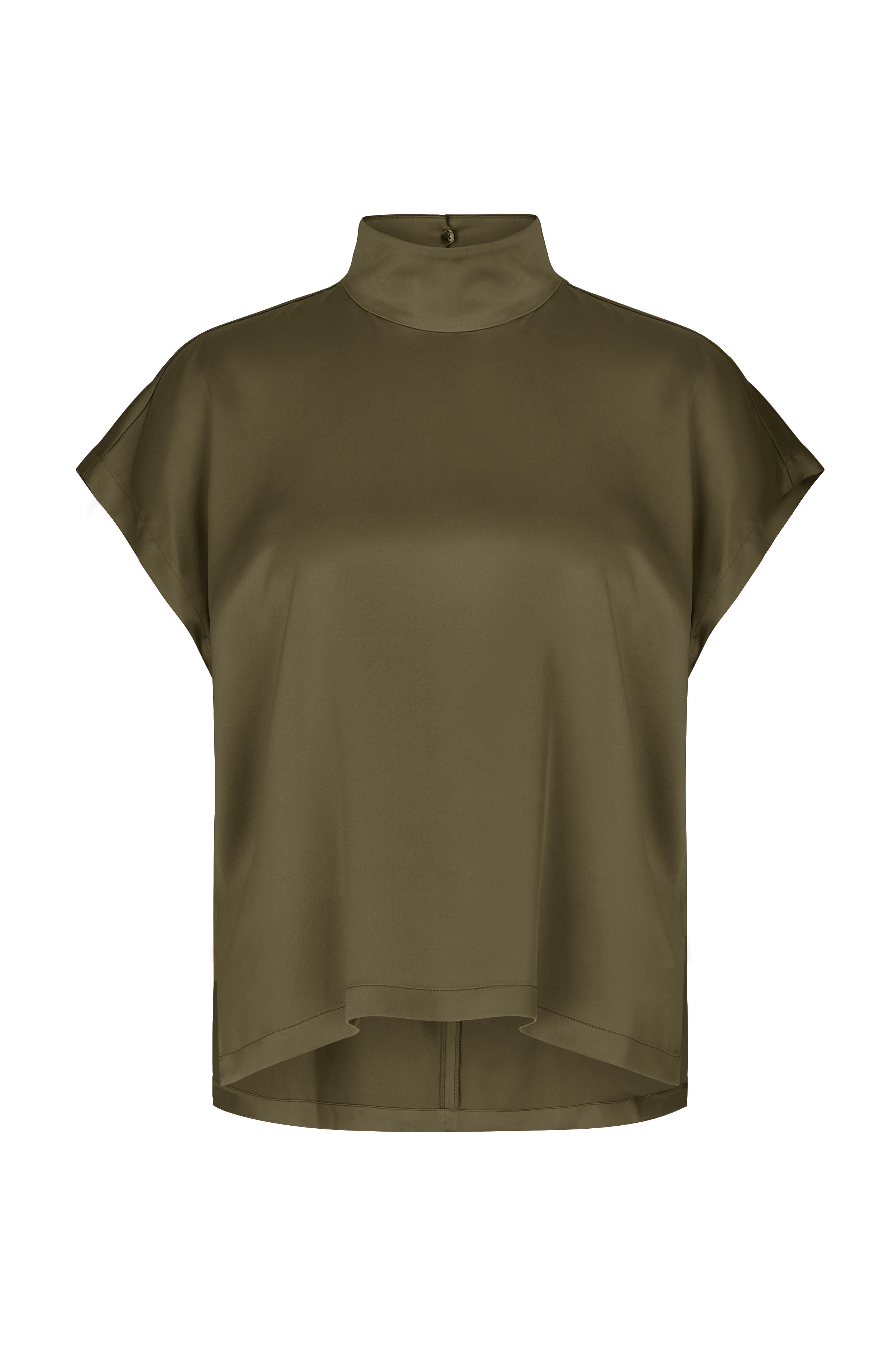 ALARIA_1 - shirt blouse with stand-up collar in satin - women - brown - Freisteller Frontansicht