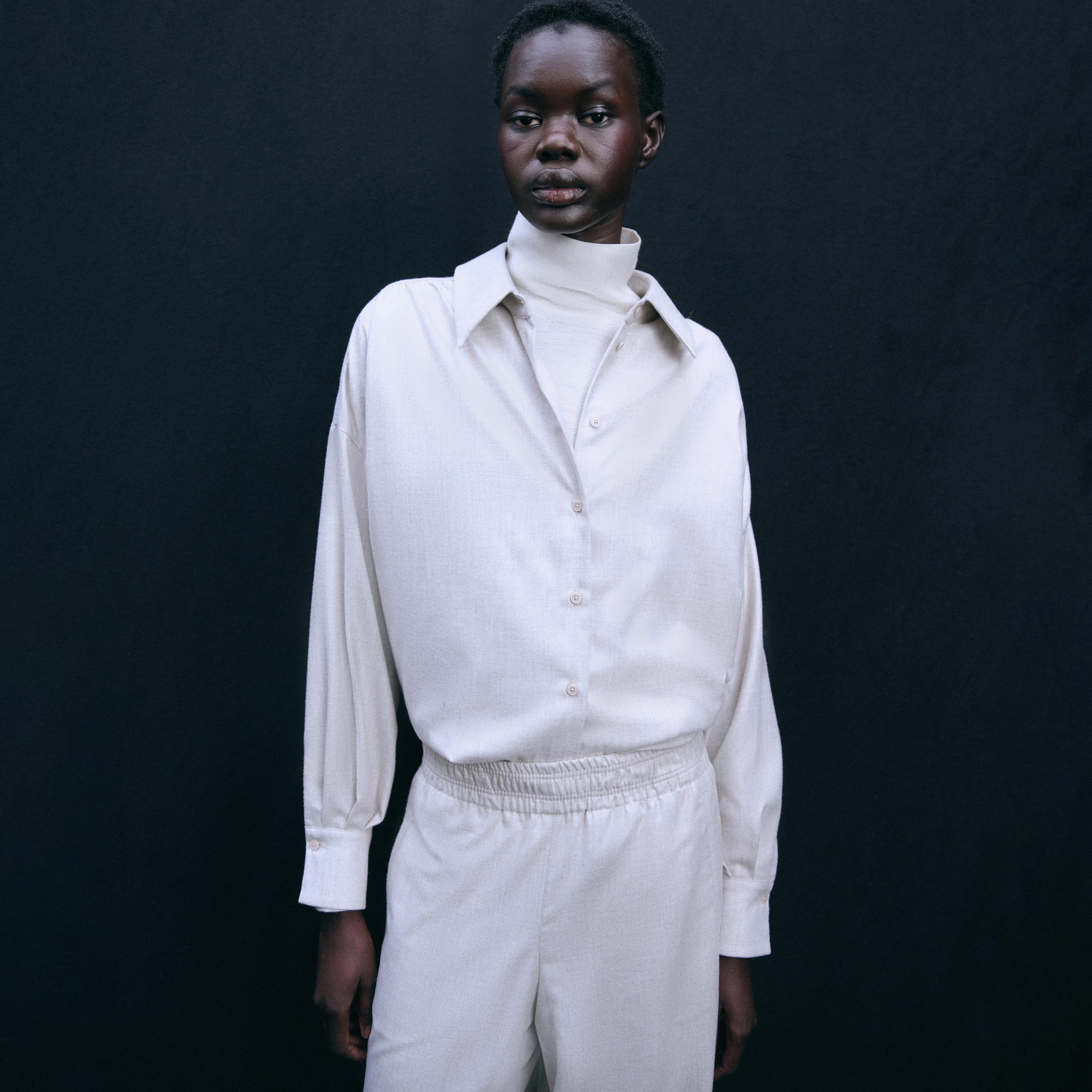 FLANNA - Hemdbluse in softem Flanell - Damen - beige