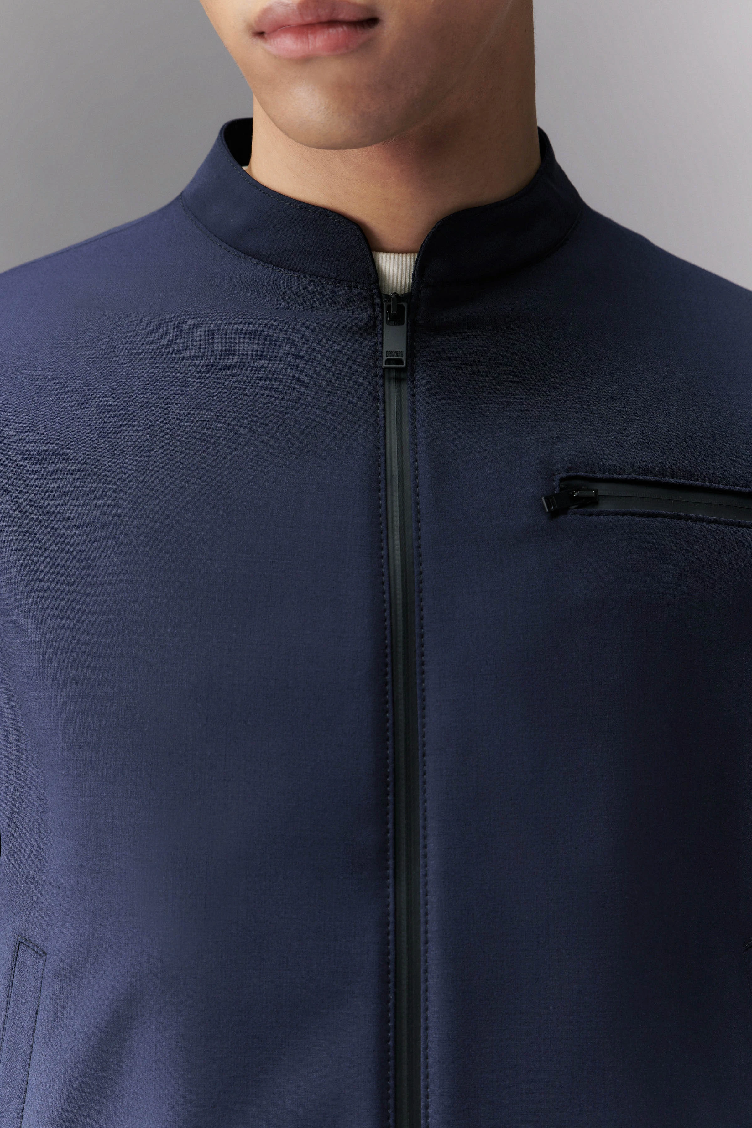 NESSO - sporty jacket with stand up collar and chest pocket - men - blue - Seitenansicht