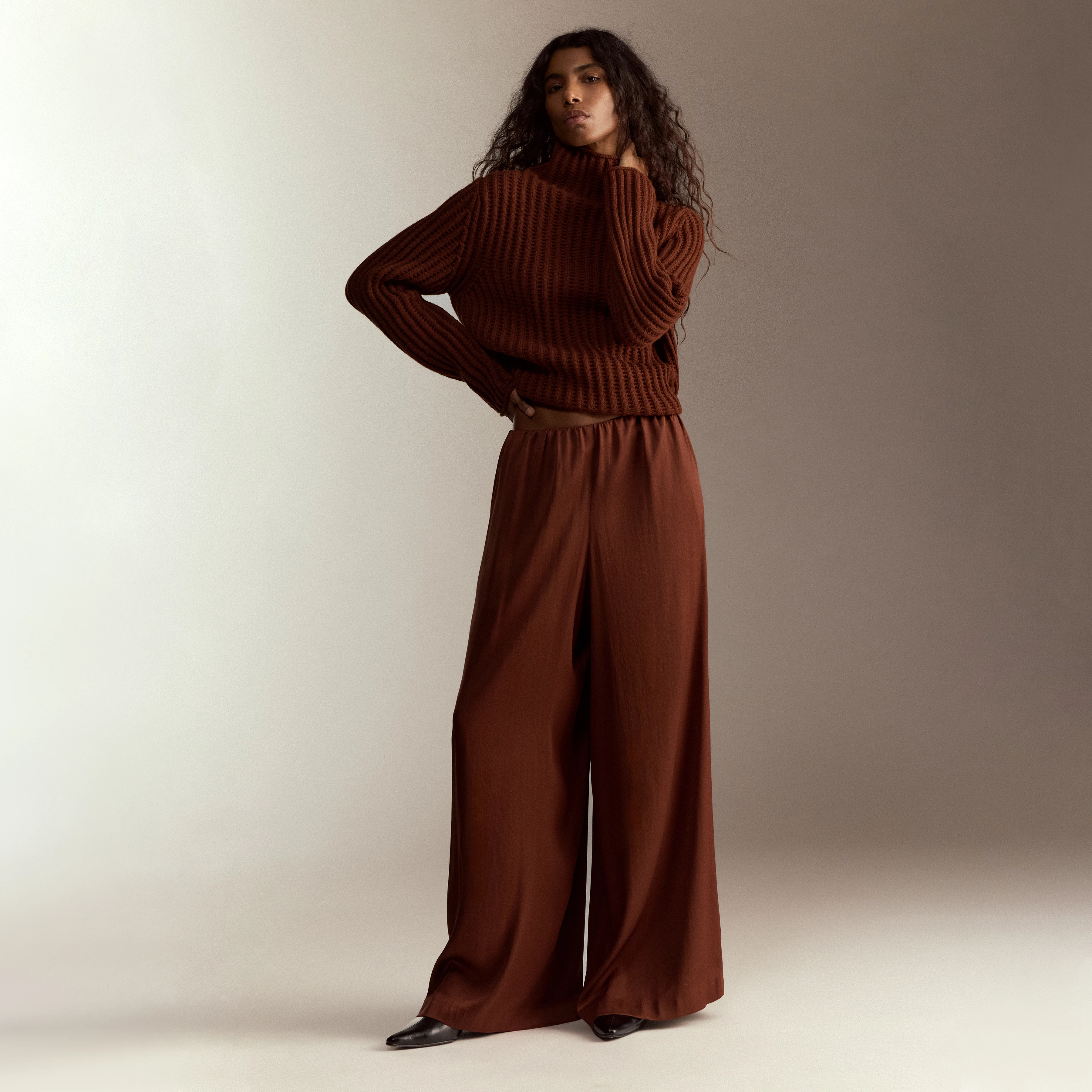 TWEEZER - Wide trousers in satin - women - brown