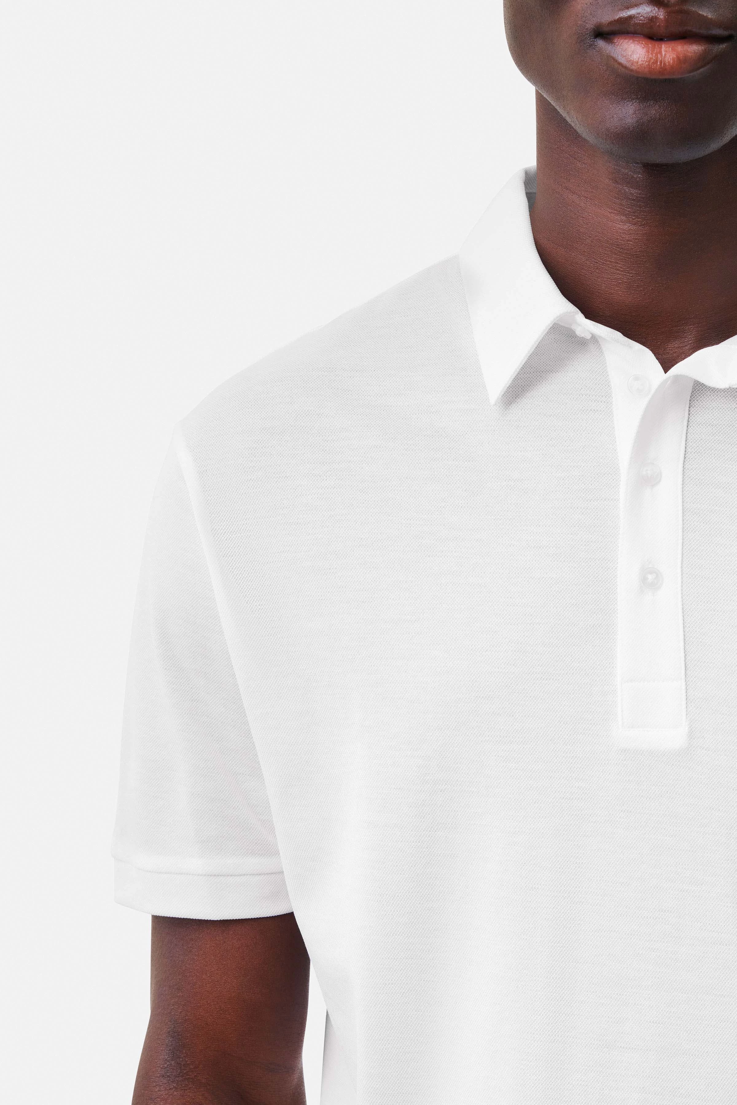 GARRY - 4-knoops polo met omgeslagen kraag in piqué - heren - off white - Seitenansicht