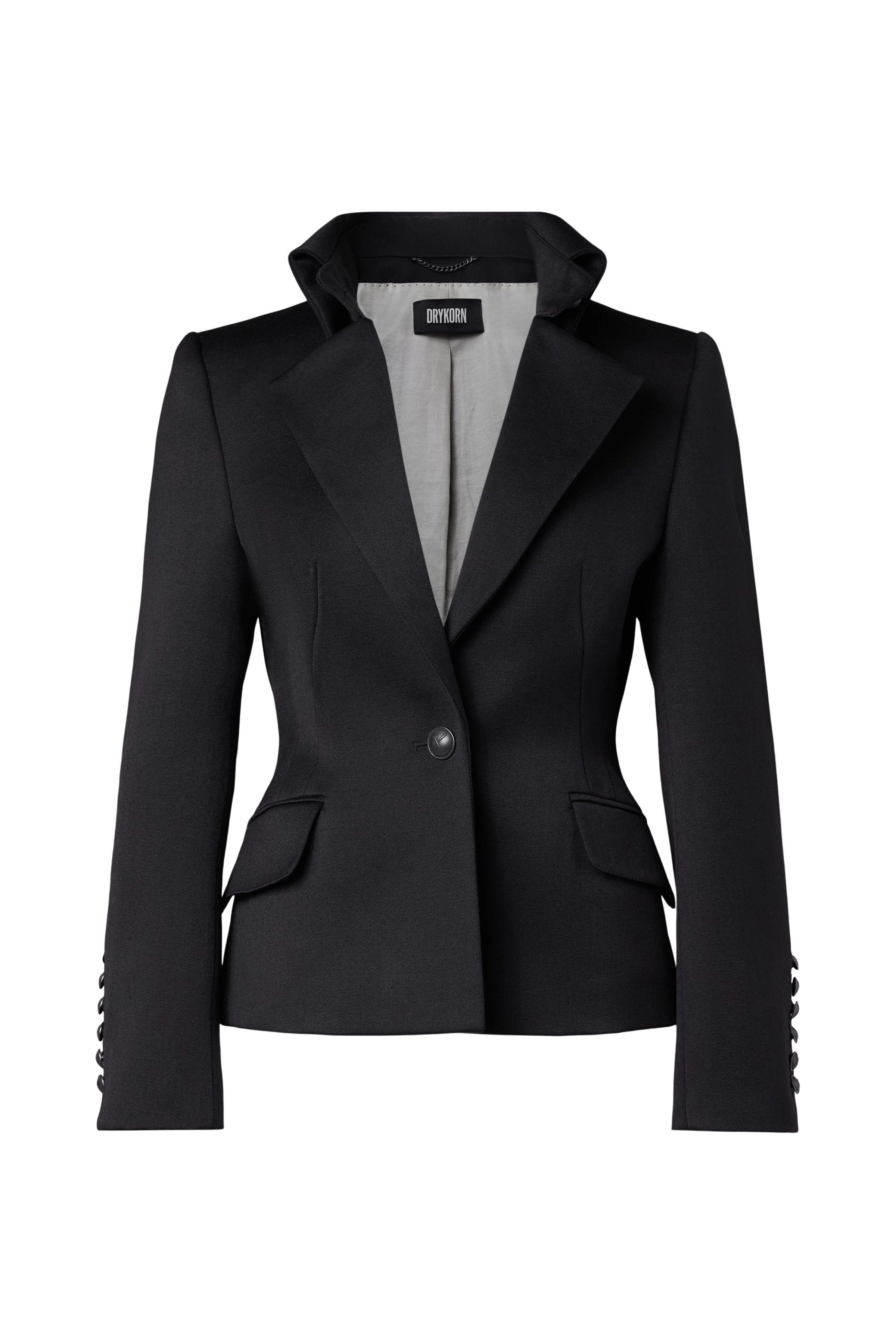 DRYCHILI - Tailored Blazer in Pure Virgin Wool - women - black - Freisteller Frontansicht