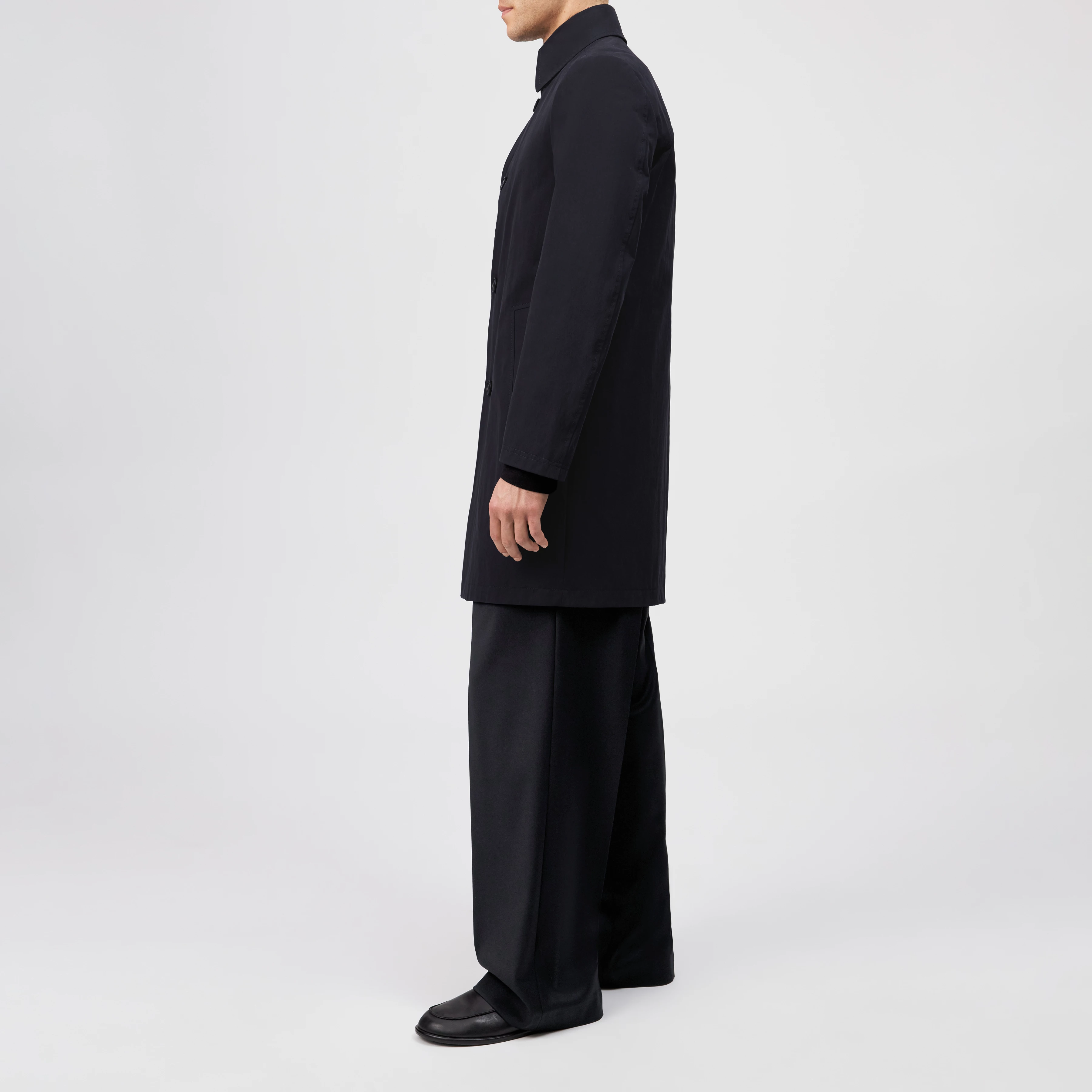SKOPJE_C - Cotton blend trench coat - men - black - Seitenansicht