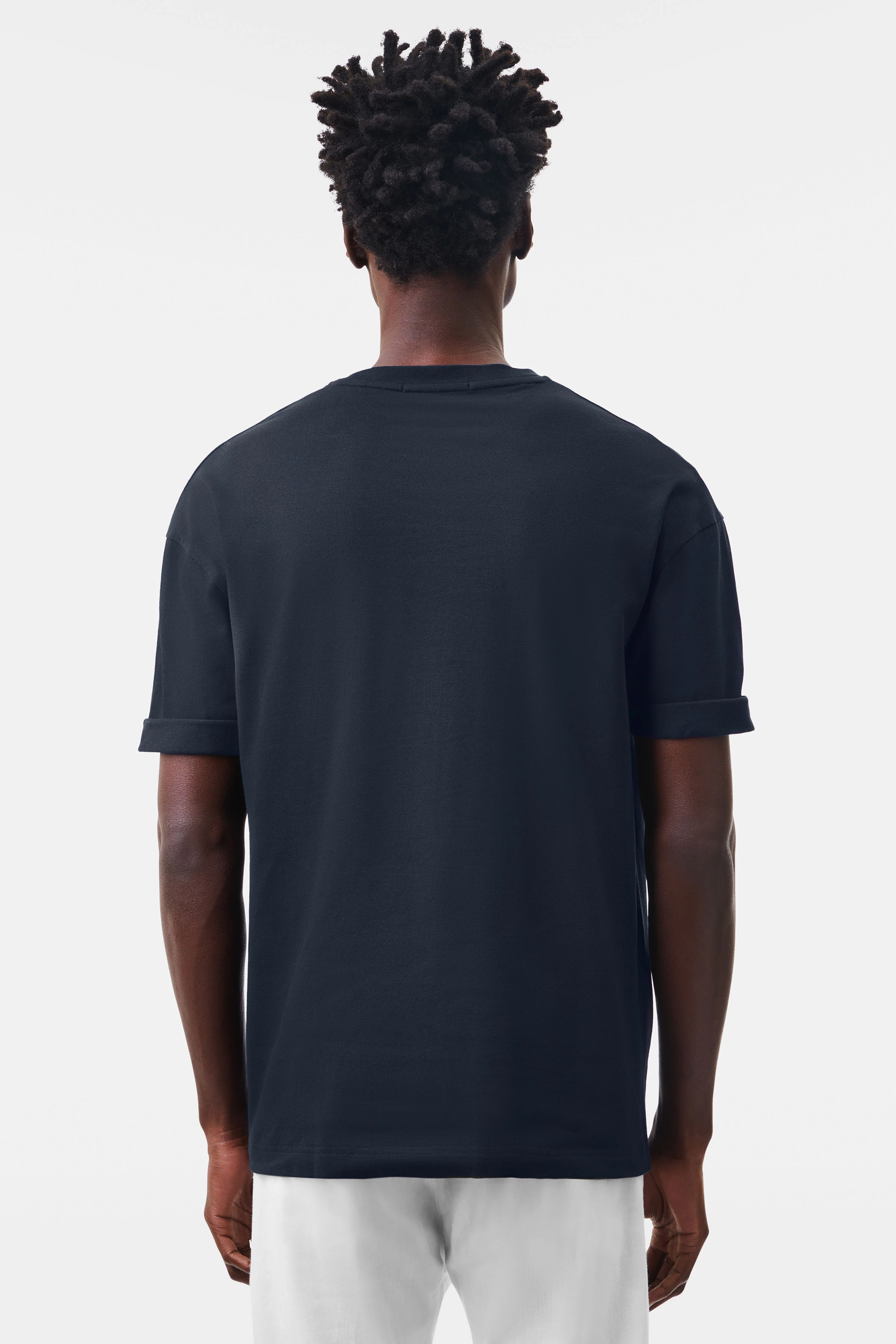 THILO - Relaxed fit T-Shirt in Baumwoll-Mix mit Piqué - Herren - blau - Rückansicht