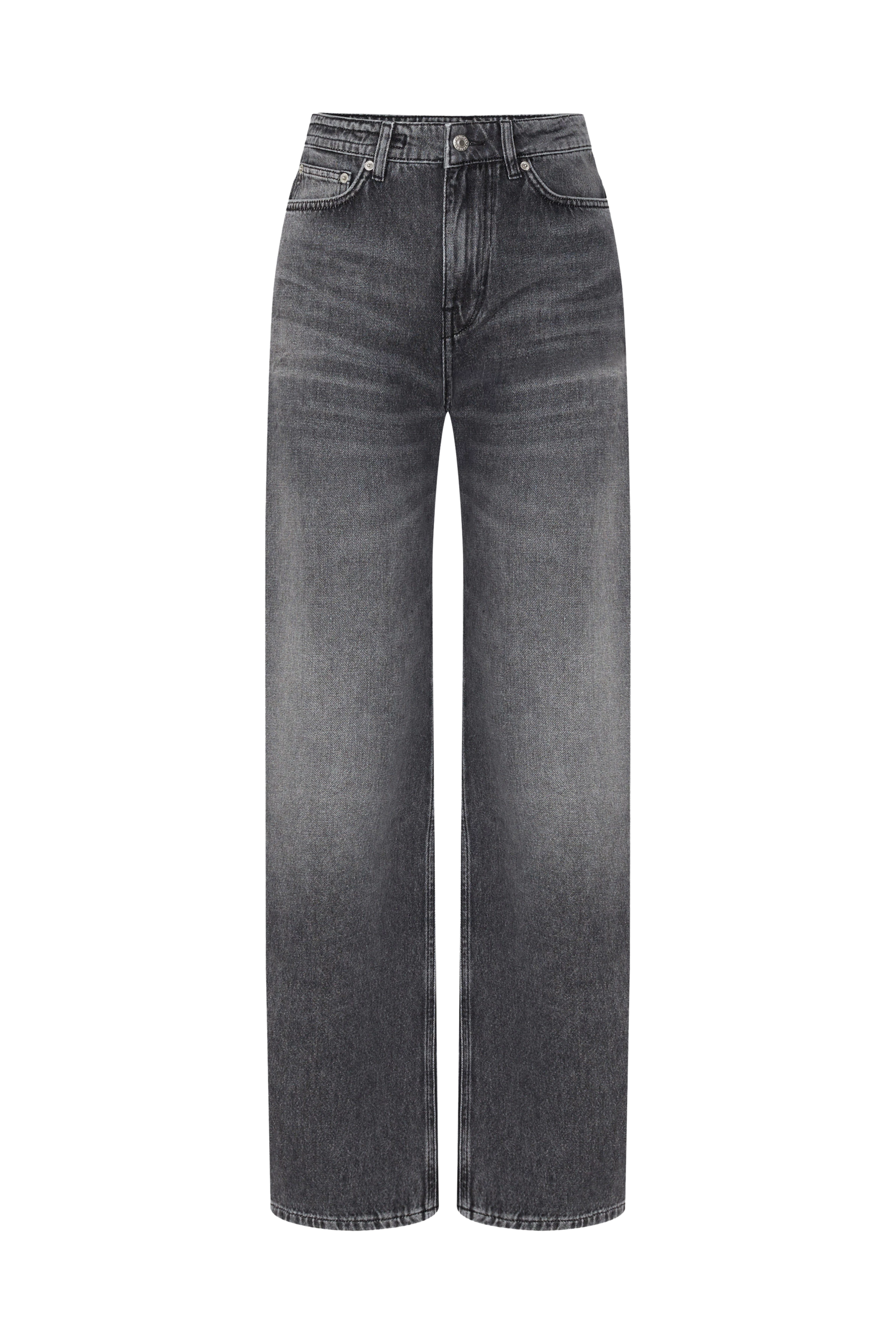MEDLEY - Mid-Waist Jeans mit weitem Bein in fließendem grey Denim - Damen - grau - Freisteller Frontansicht