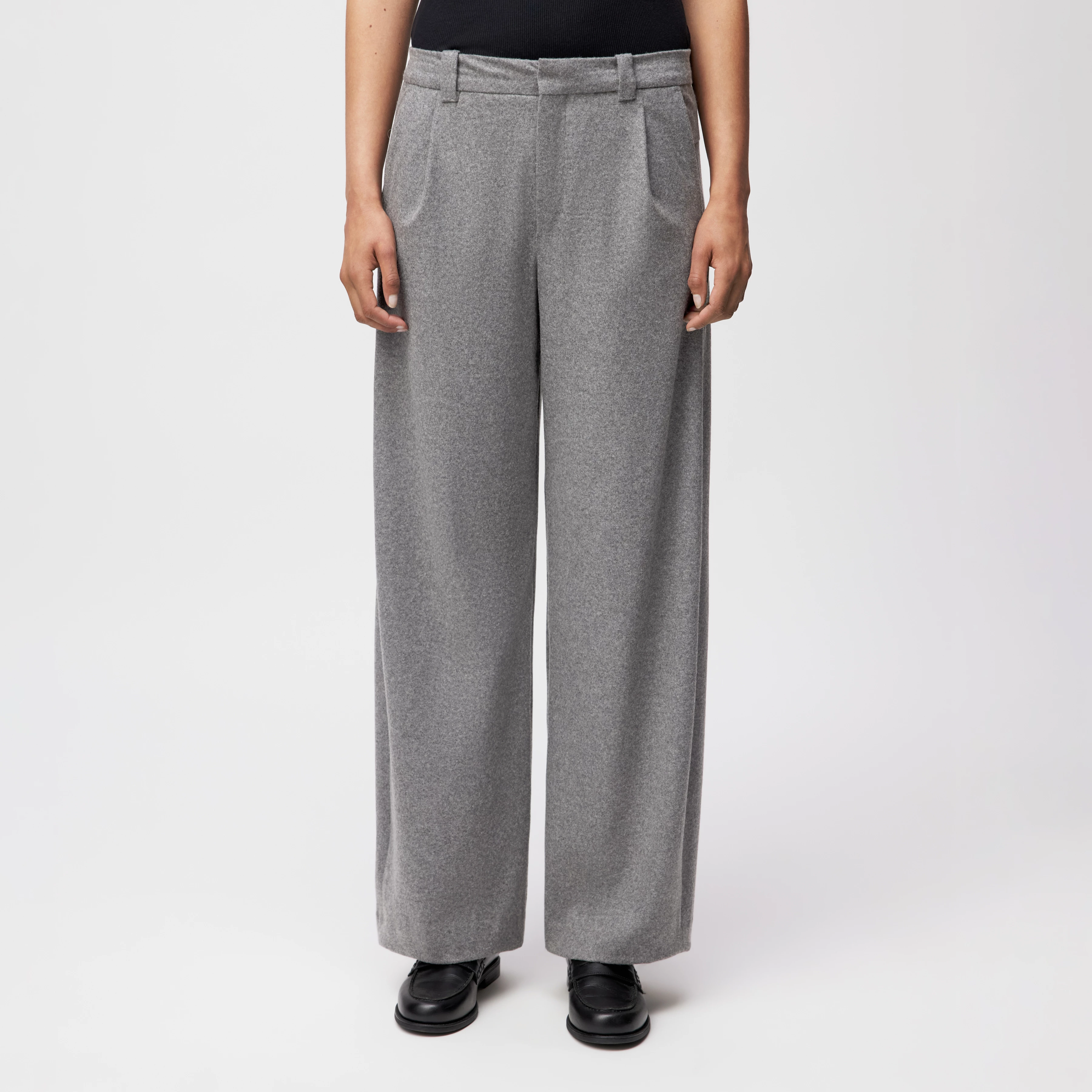 CRAWL - Pleated trousers in jersey wool mix - women - grey - Frontansicht