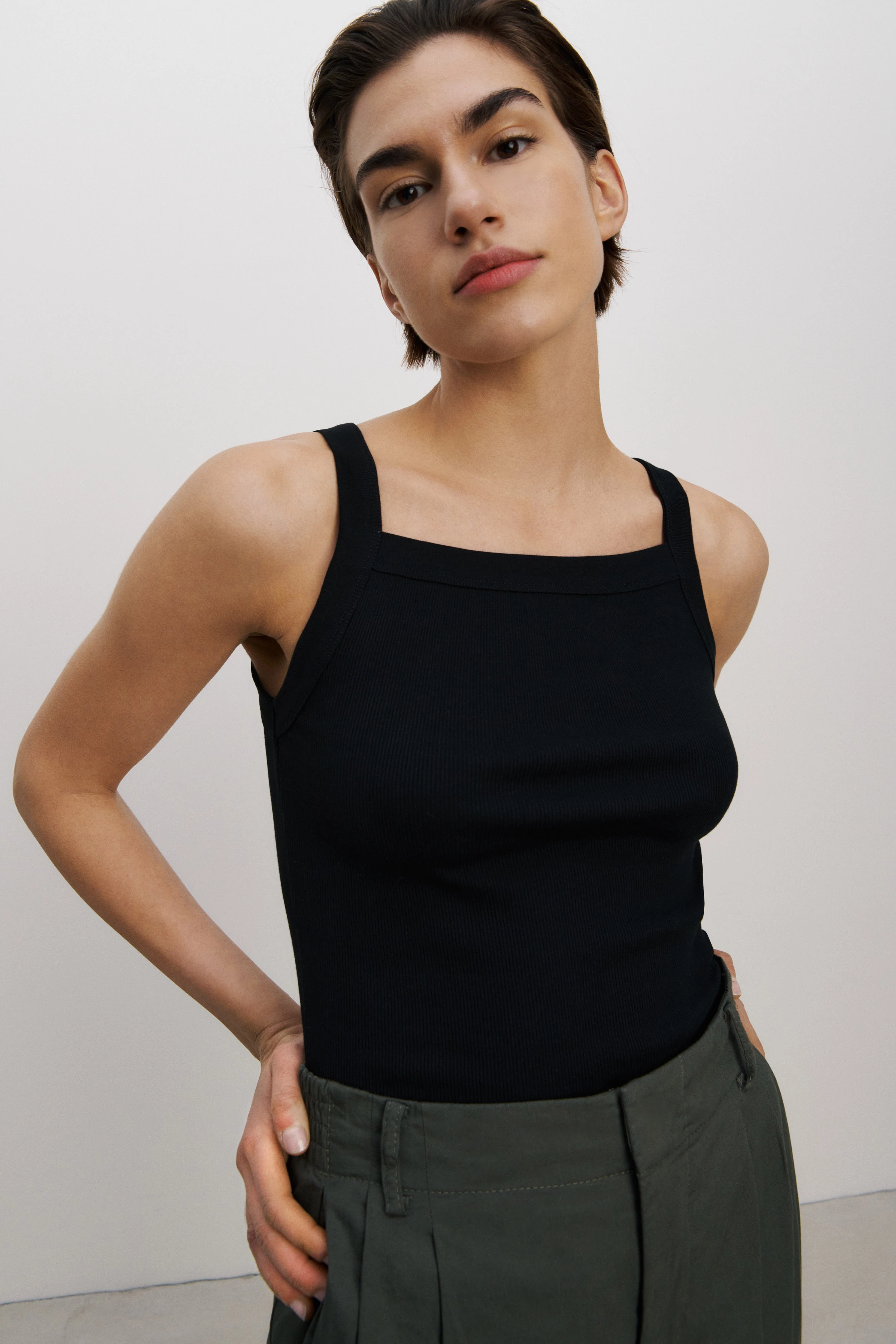 ANETI - Top aus reiner Baumwolle - Damen - schwarz - Frontansicht