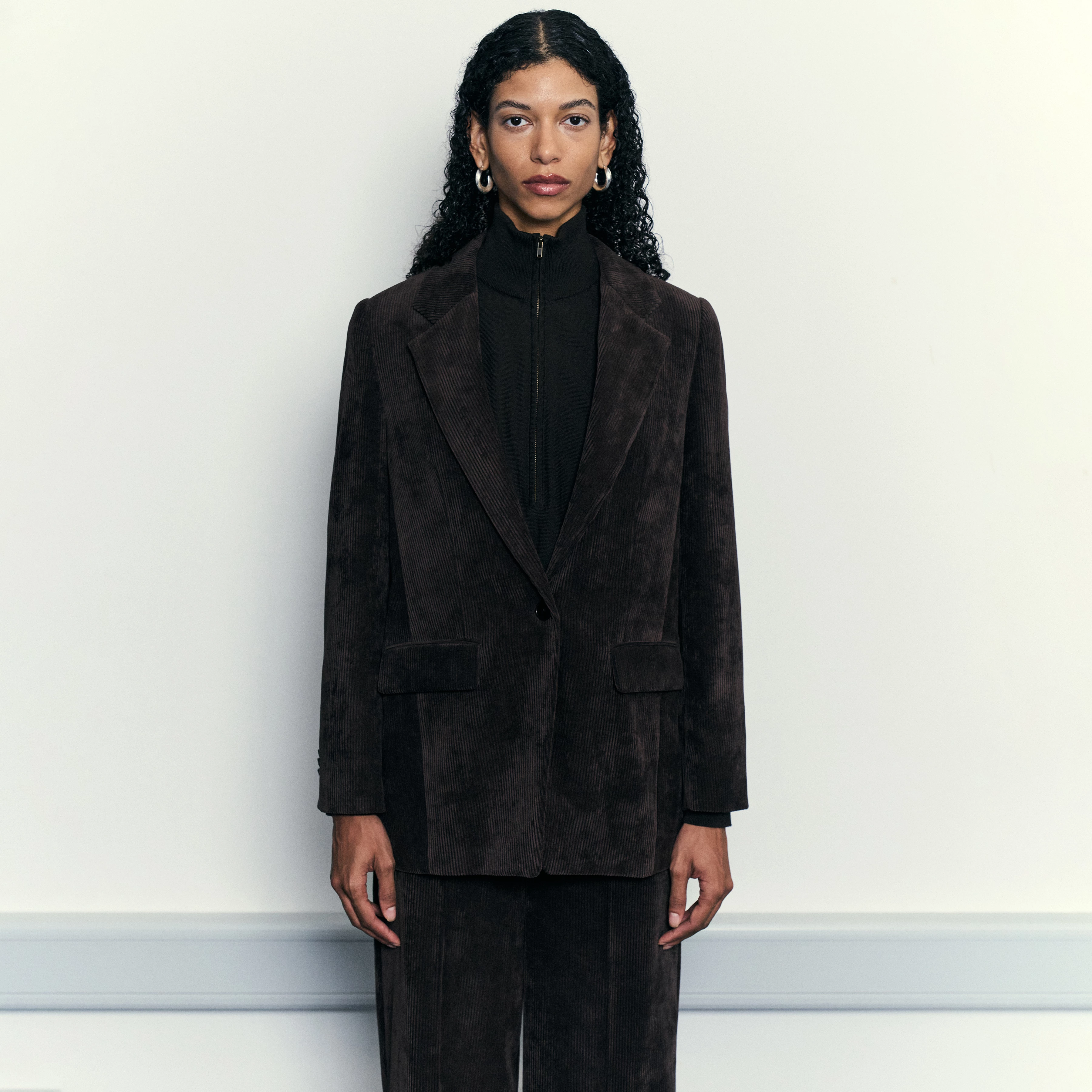 GLENDALE - Boyfriend blazer in corduroy - women - brown