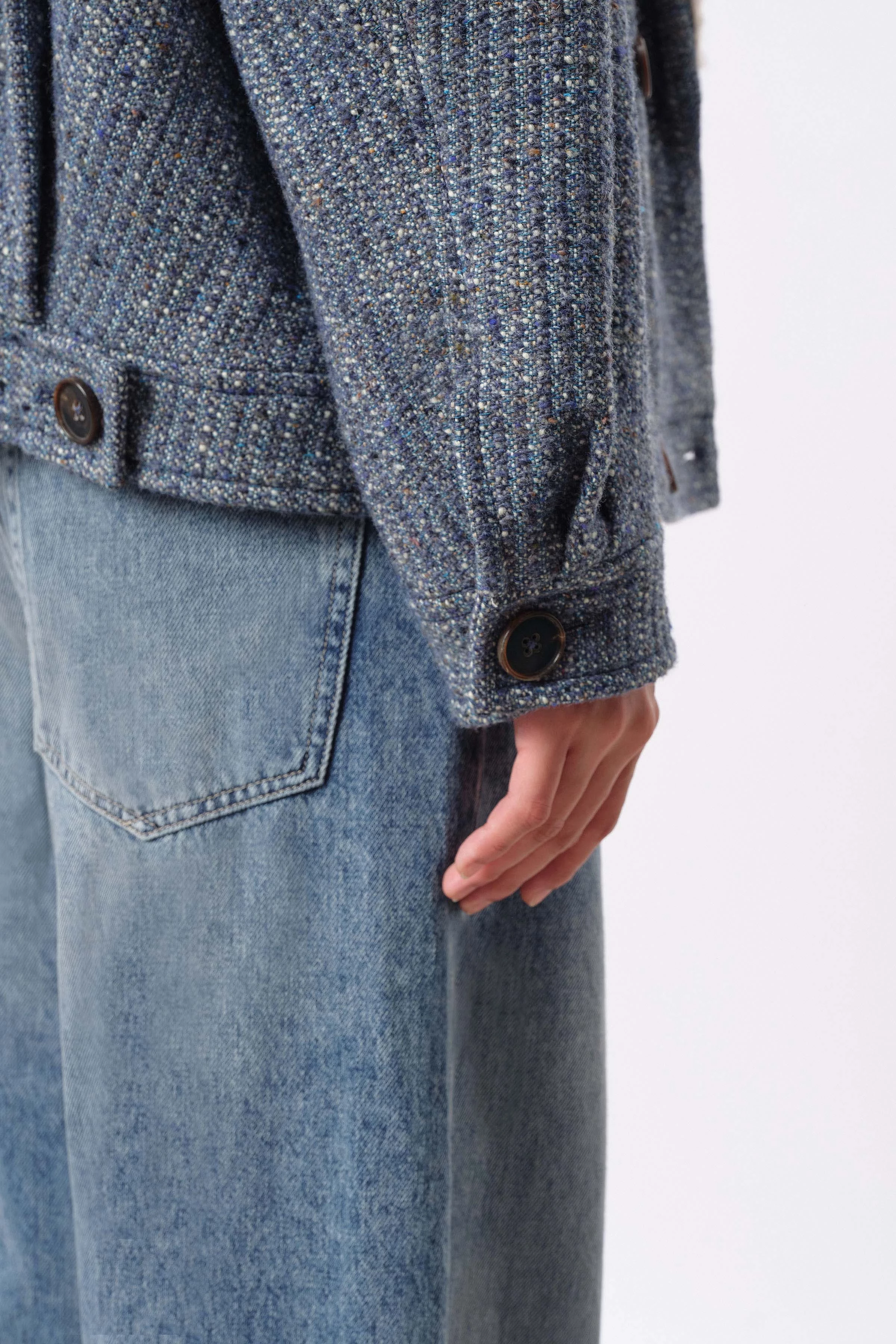 HASTING - Oversized Blouson in Woll-Mix in Denim-Optik - Damen - blau - Seitenansicht