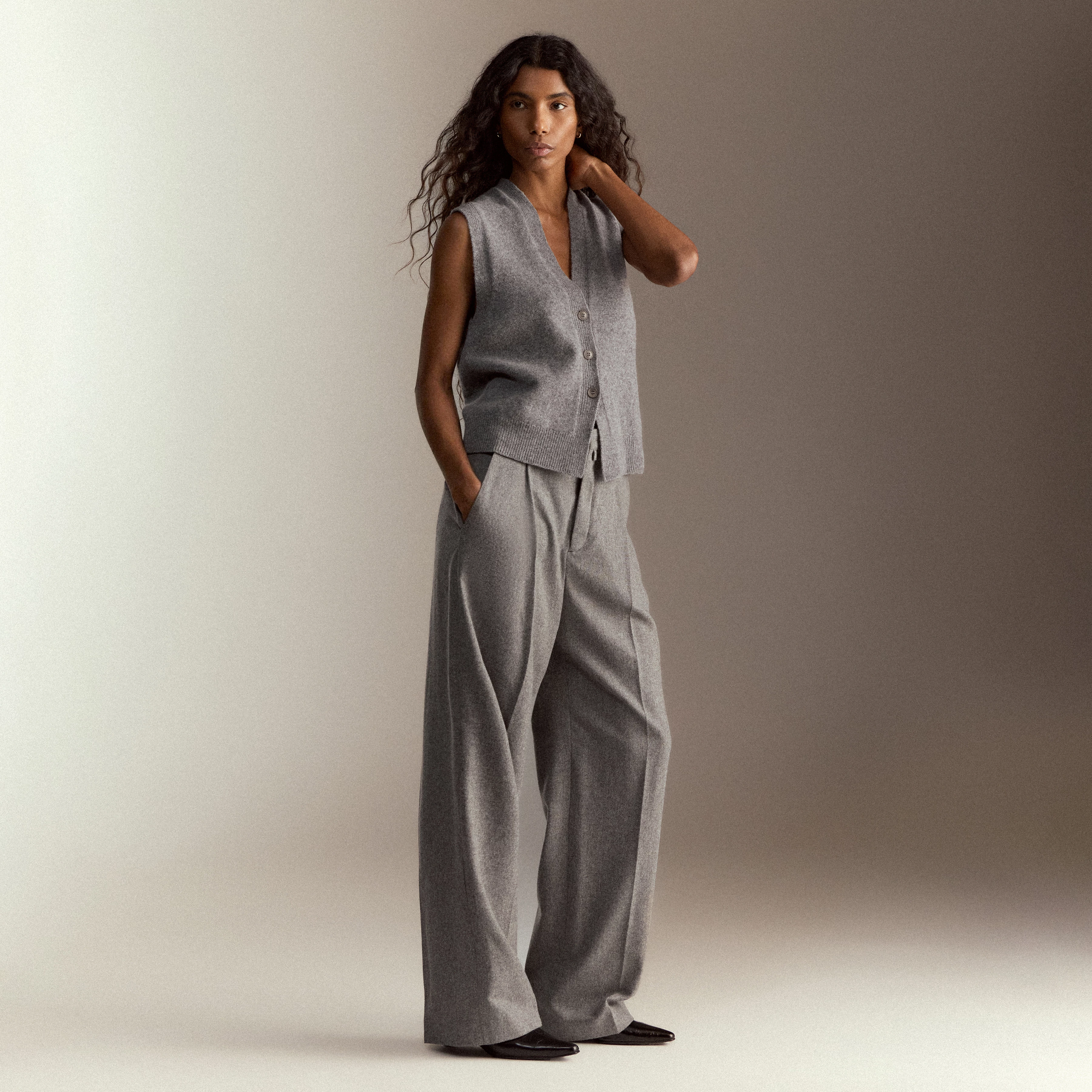 HARDLY - Wide pleat trousers in wool blend - women - grey