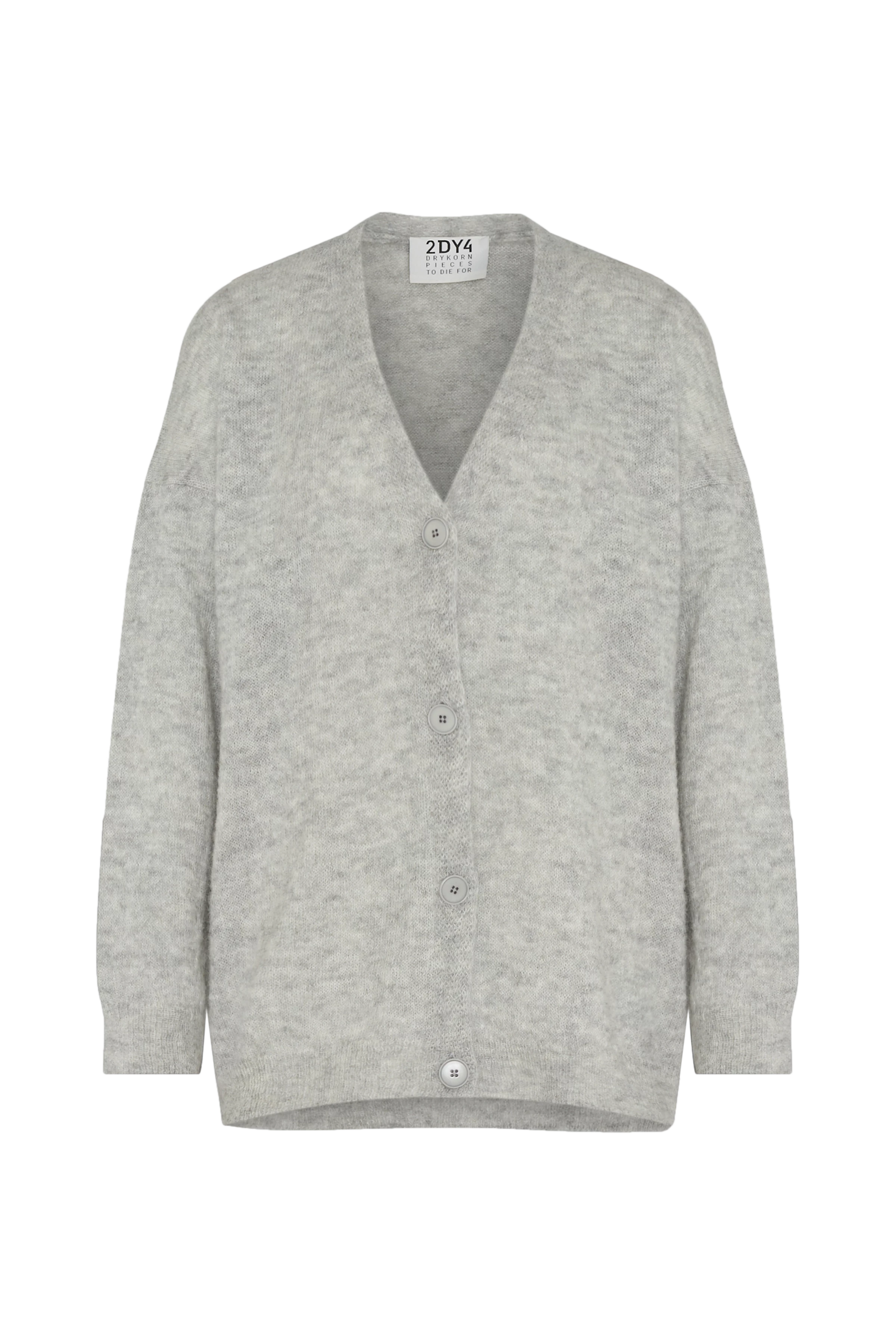 TYLLA - Lange Strickjacke in luxuriösem Suri Baby-Alpaka Mix - Damen - grau - Freisteller Frontansicht