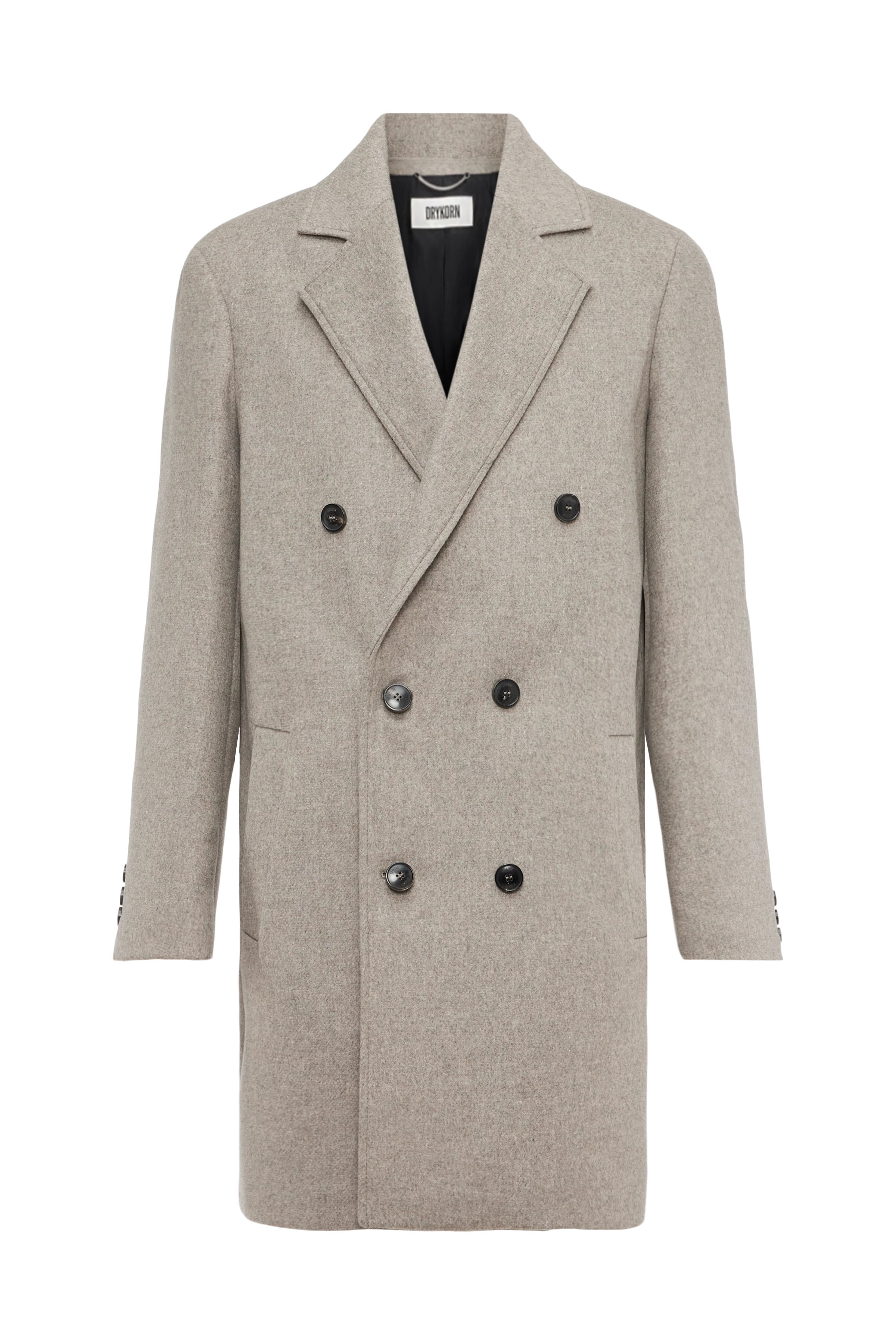 NEKOLA - Double-breasted coat in flannel - men - beige - Freisteller Frontansicht