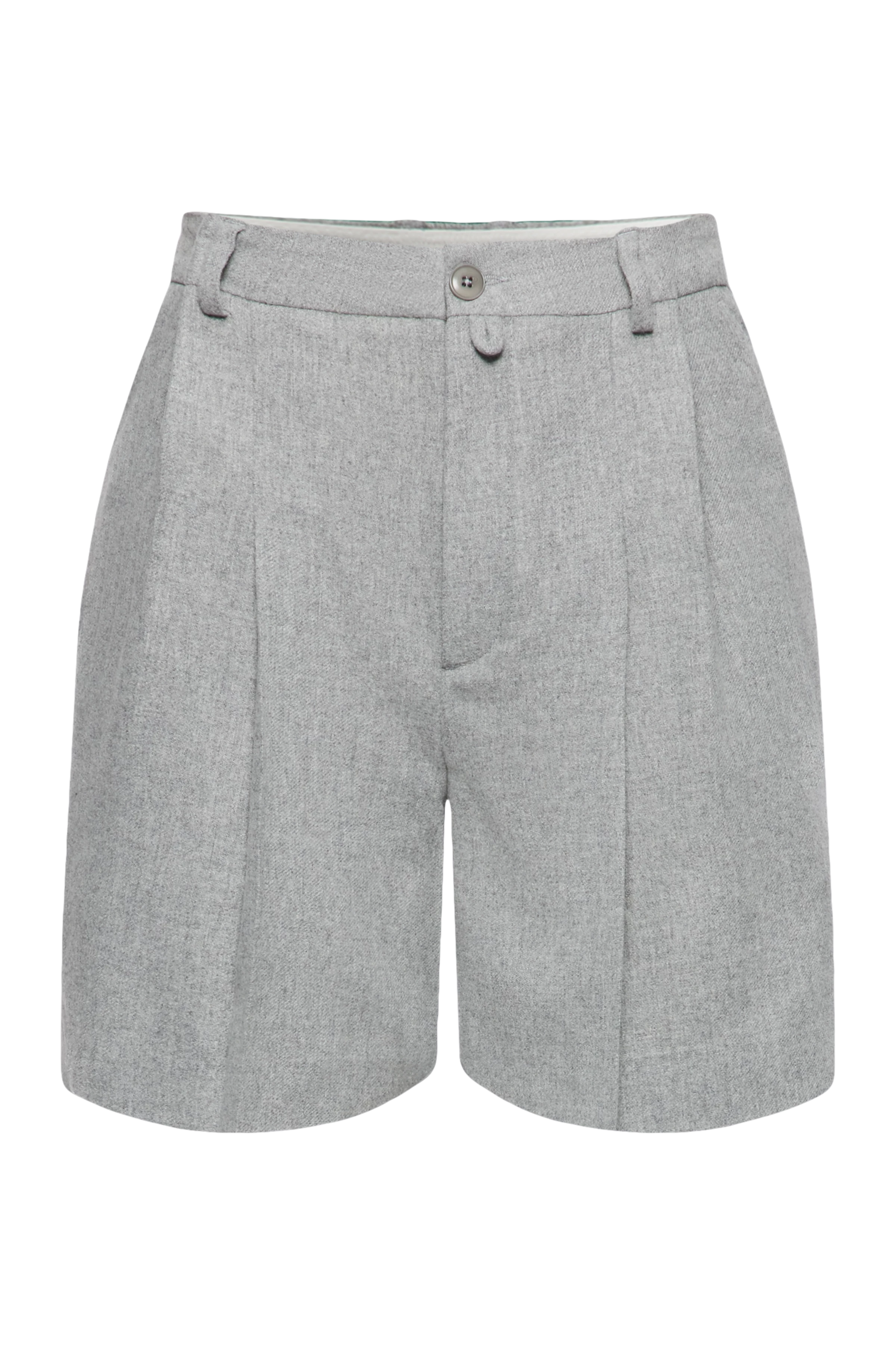COURT - Bundfalten-Shorts in Flanell - Damen - grau - Freisteller Frontansicht