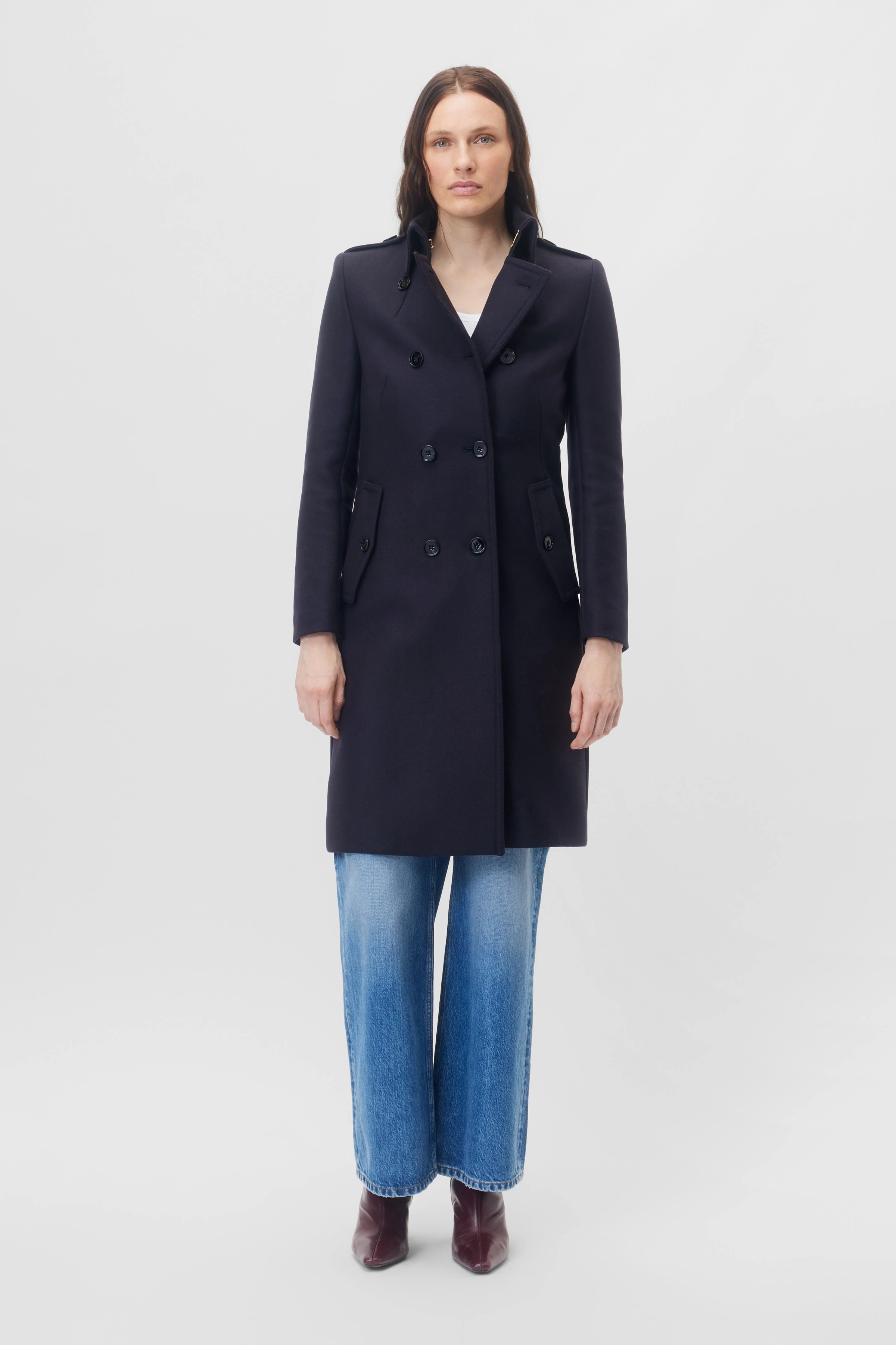 HARLESTON - uniform coat in wool mix - women - blue - Ganzkörper-Frontansicht