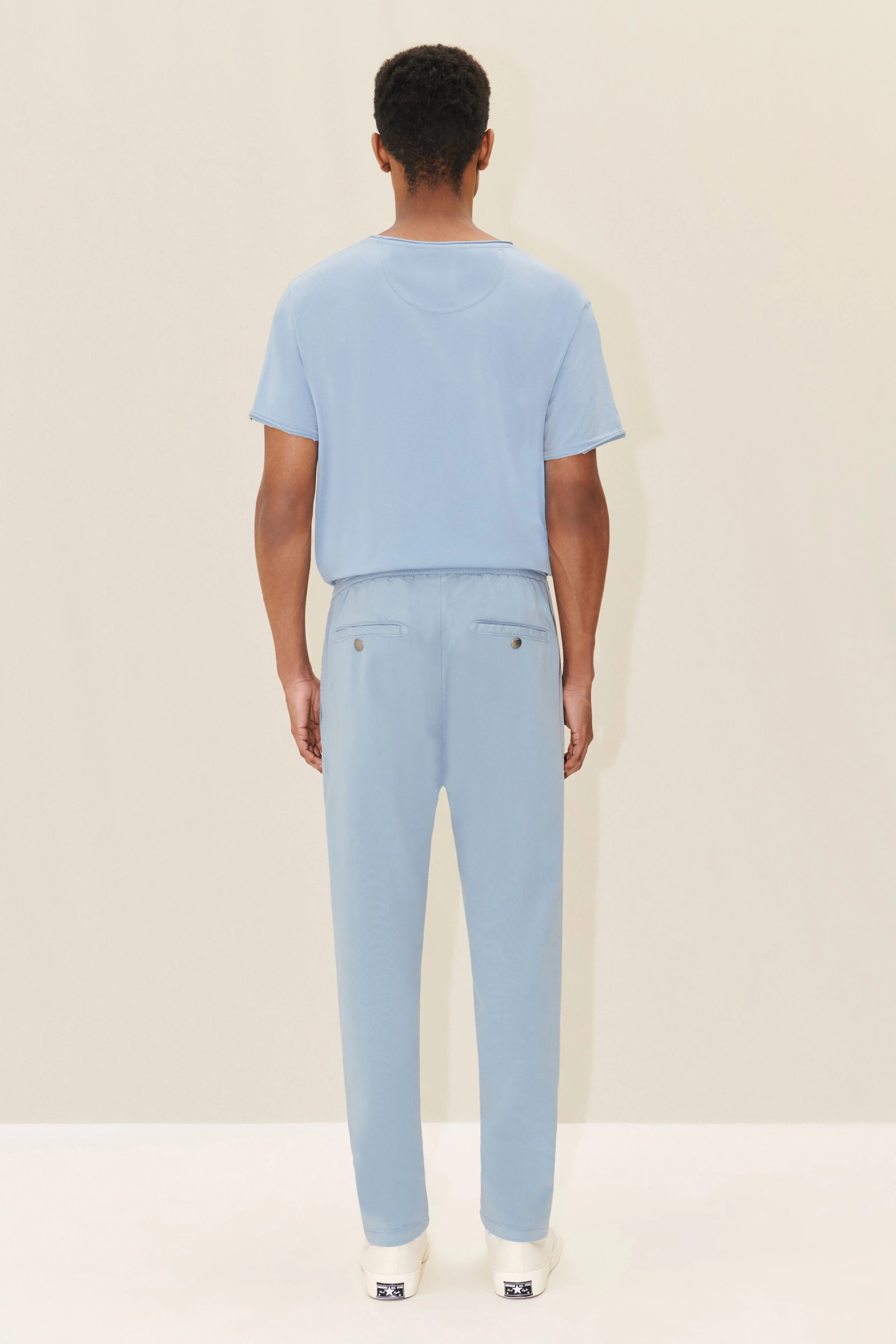 JEGER - Jogpants mit Tunnelzug aus Lyocell-Baumwoll-Mix - Herren - blau - Rückansicht