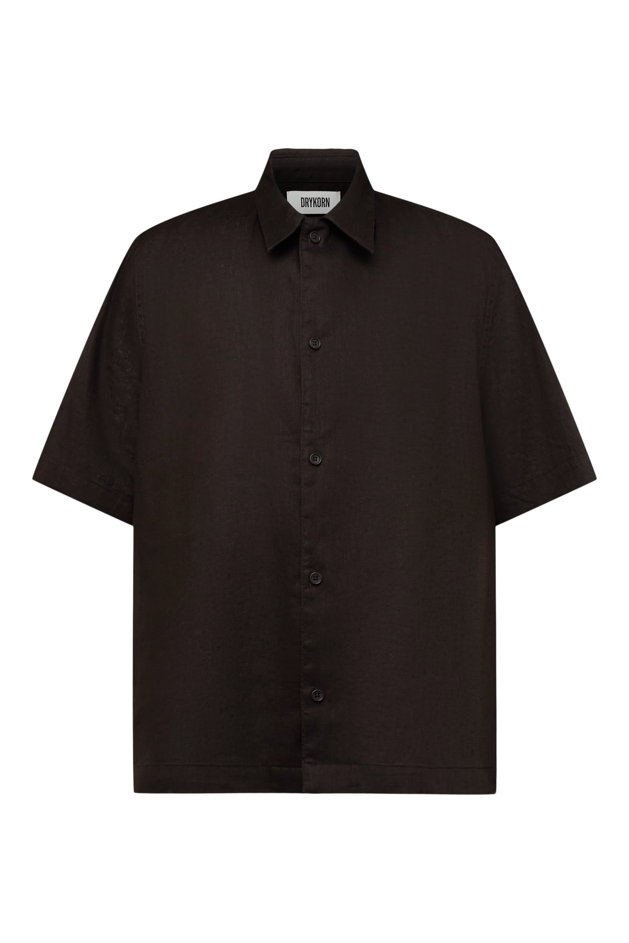 MERYN - Short-sleeve linen blend shirt - men - brown - Freisteller Frontansicht