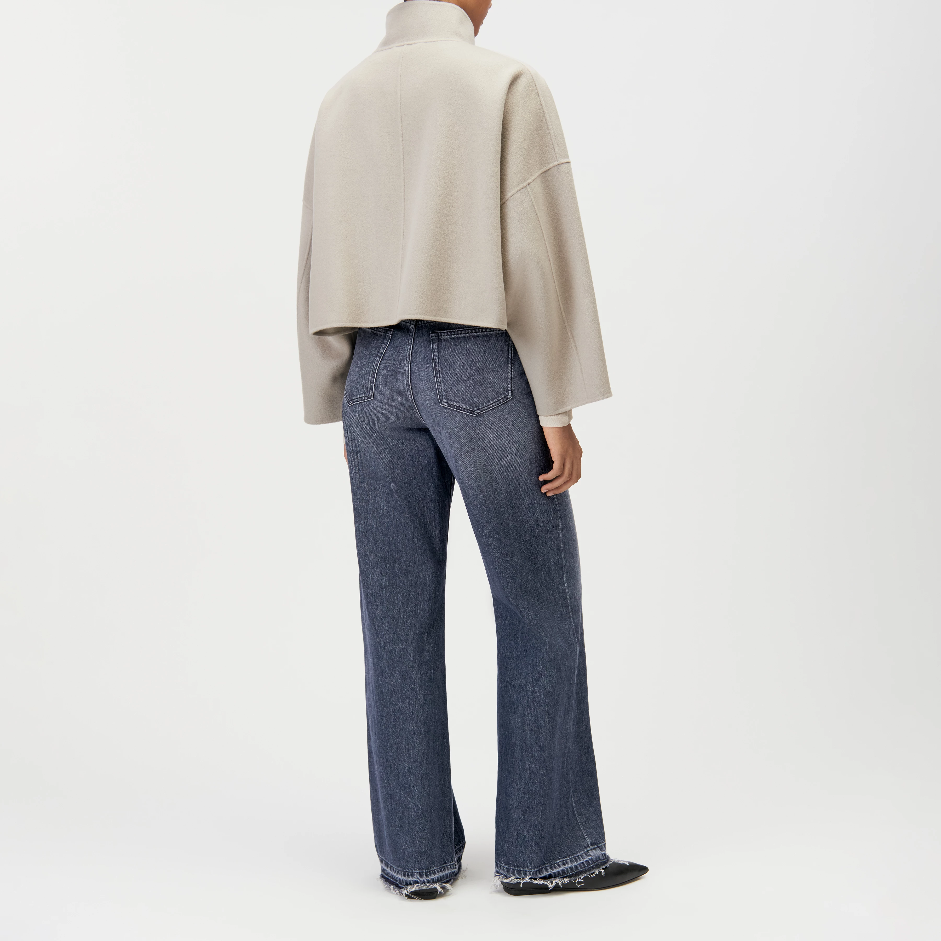 ARKLOW - Short jacket with stand-up collar in double-faced fabric - women - beige - Rückansicht