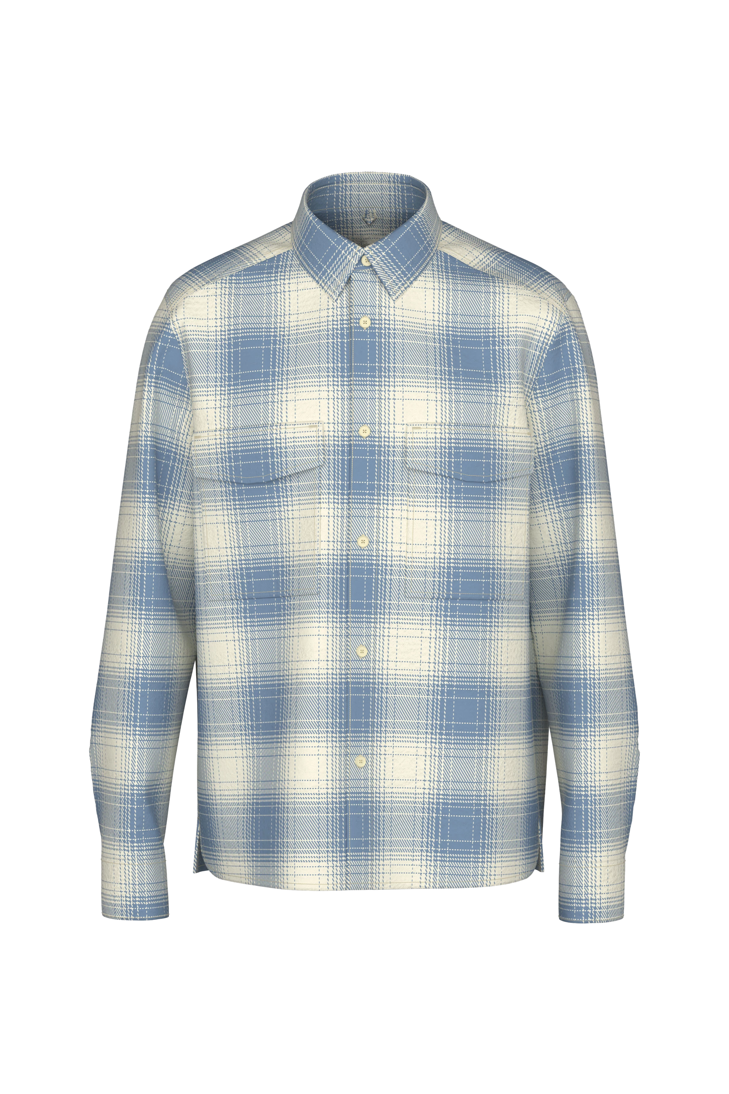 GUNRAY - Relaxed Fit Overshirt in heavy Flanell - Herren - blau - Freisteller Frontansicht