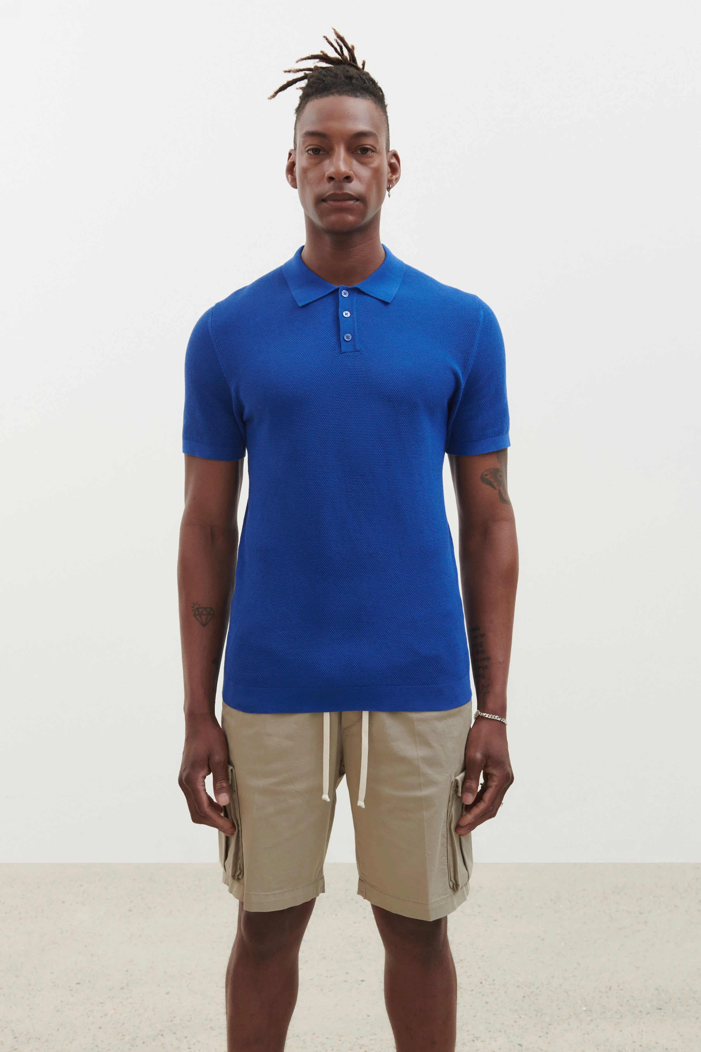 TRITON - Cotton polo - men - blue - Frontansicht