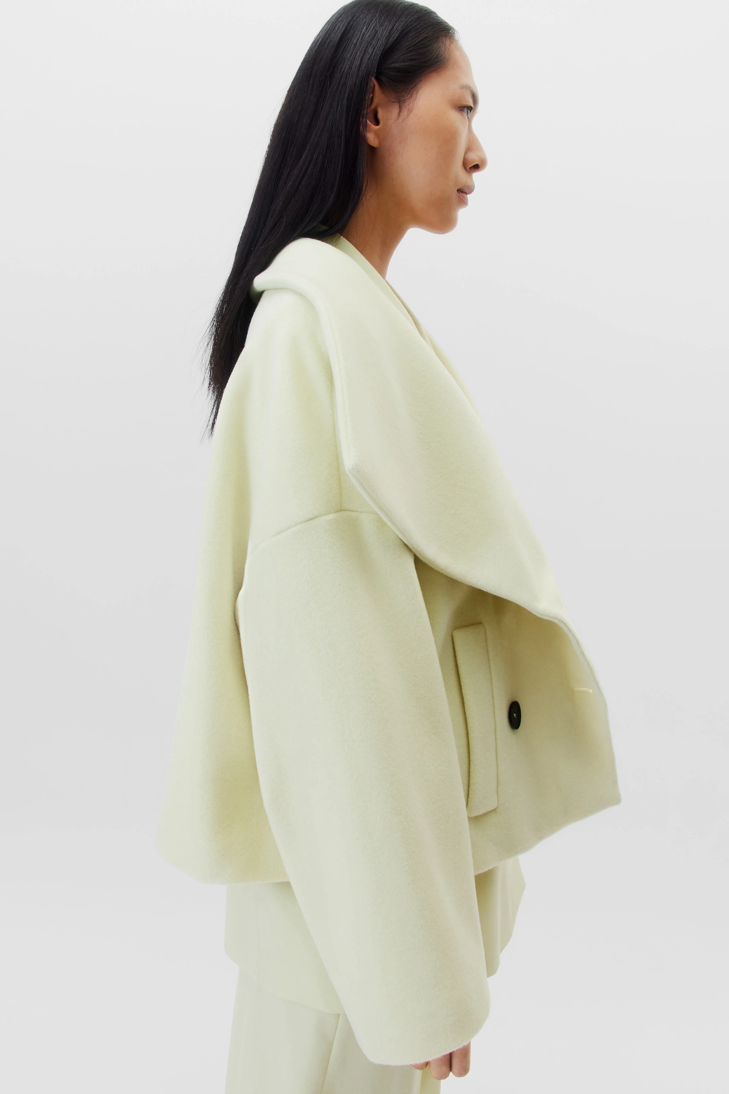 OSTERLY - Cabanjacke in Wollflausch - Damen - gelb - Seitenansicht