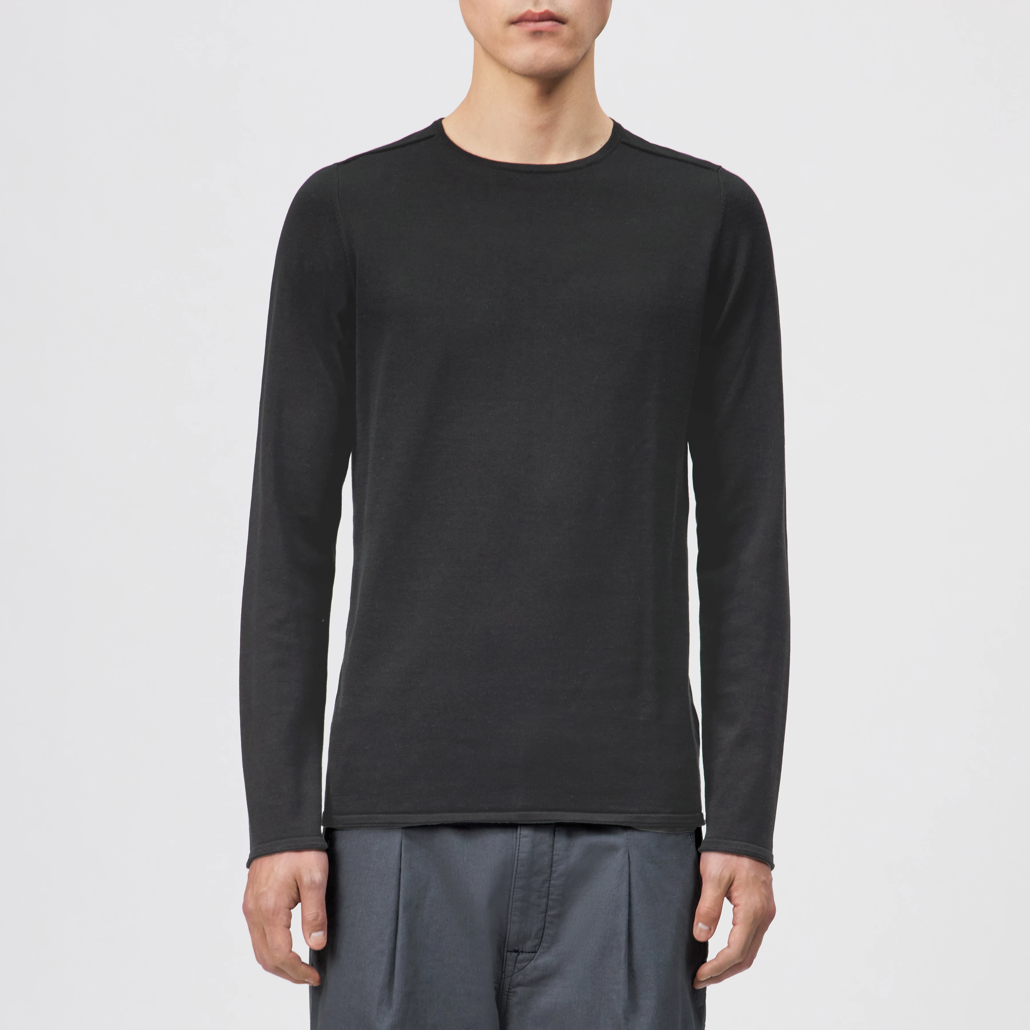 RIKONO - Knitted jumper in clean cotton - men - Natural Aluminium - Frontansicht
