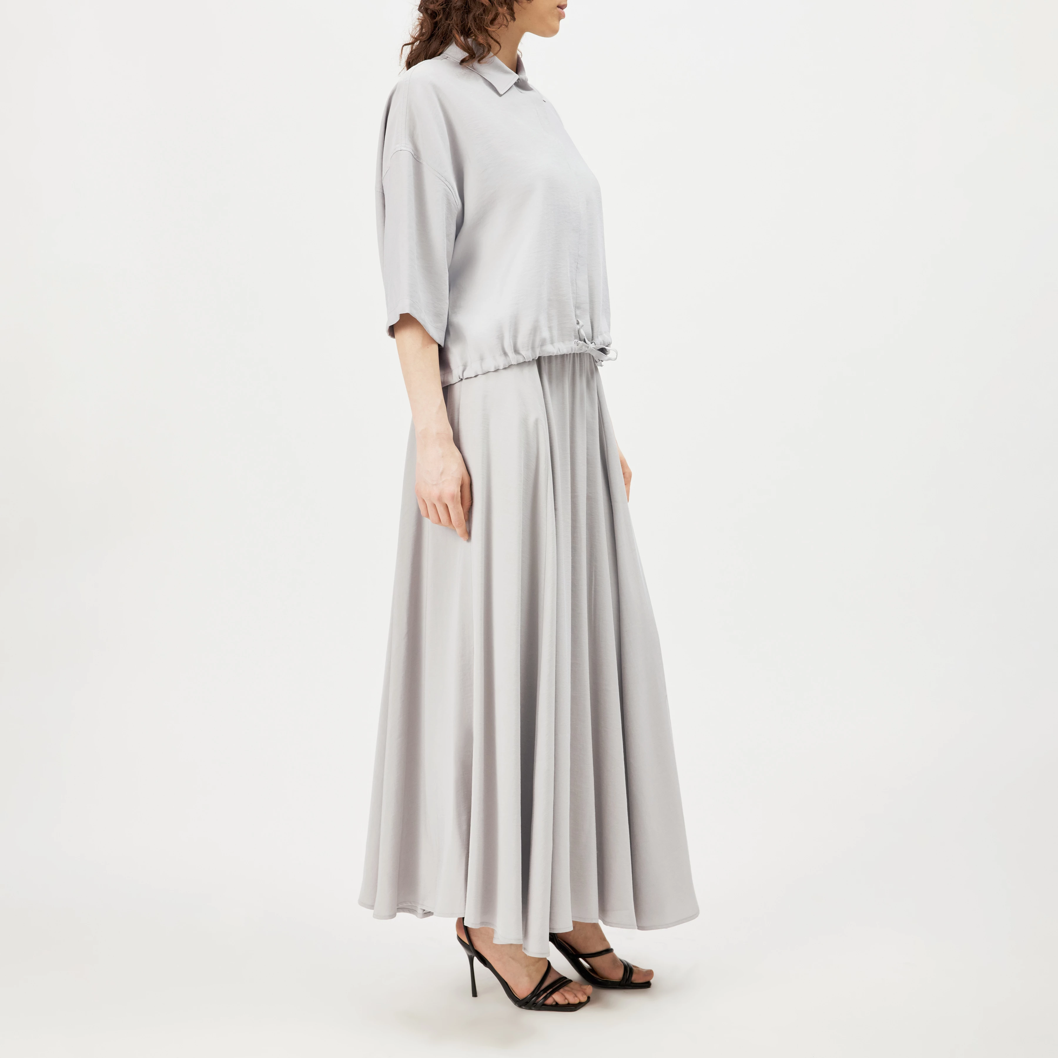 LAINAY - Chemisier court en twill fluide - women - gris - Seitenansicht