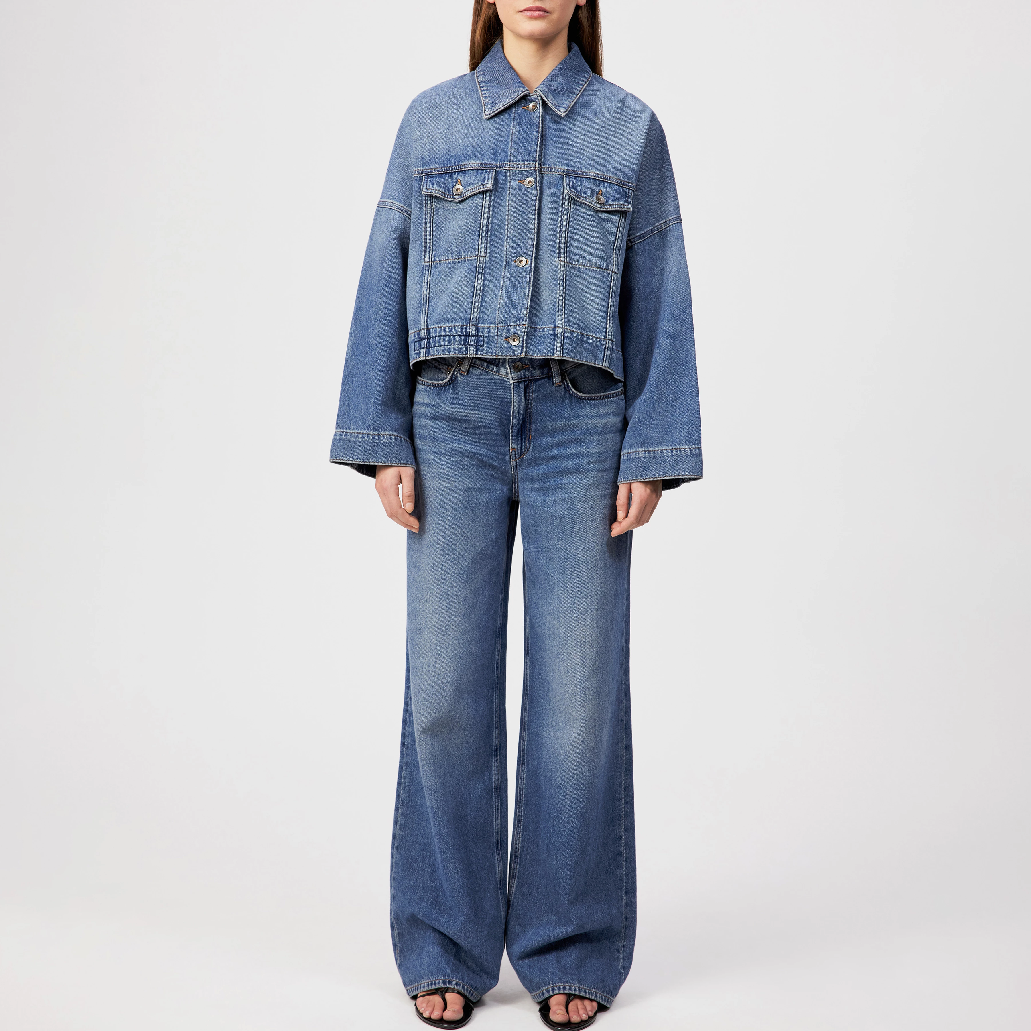 HOLBROOKS - Oversized cowboyjakke i ren bomuld - women - blå - Frontansicht