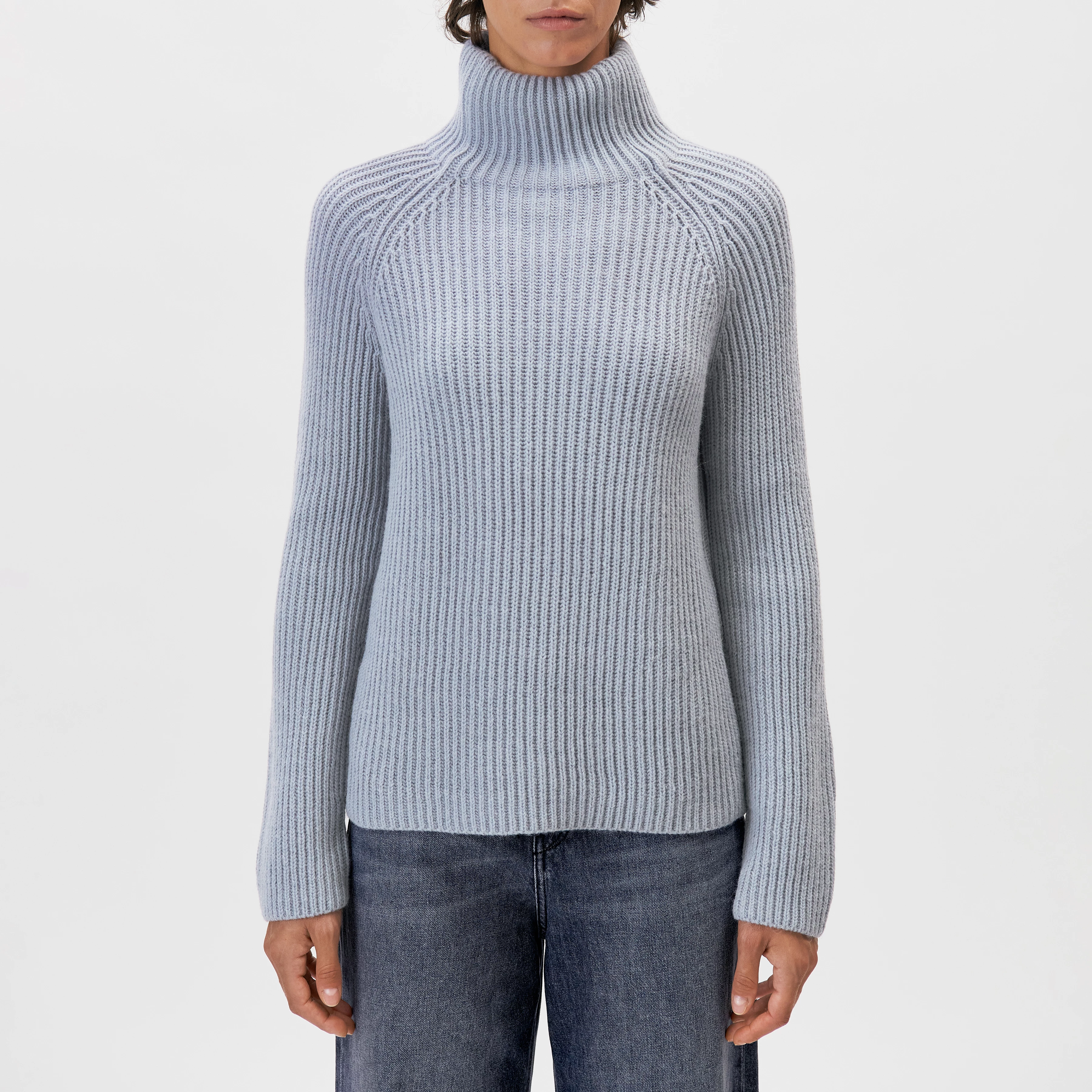 ARWEN - Rollkragenpullover in Woll-Alpakamix - Damen - blau - Frontansicht