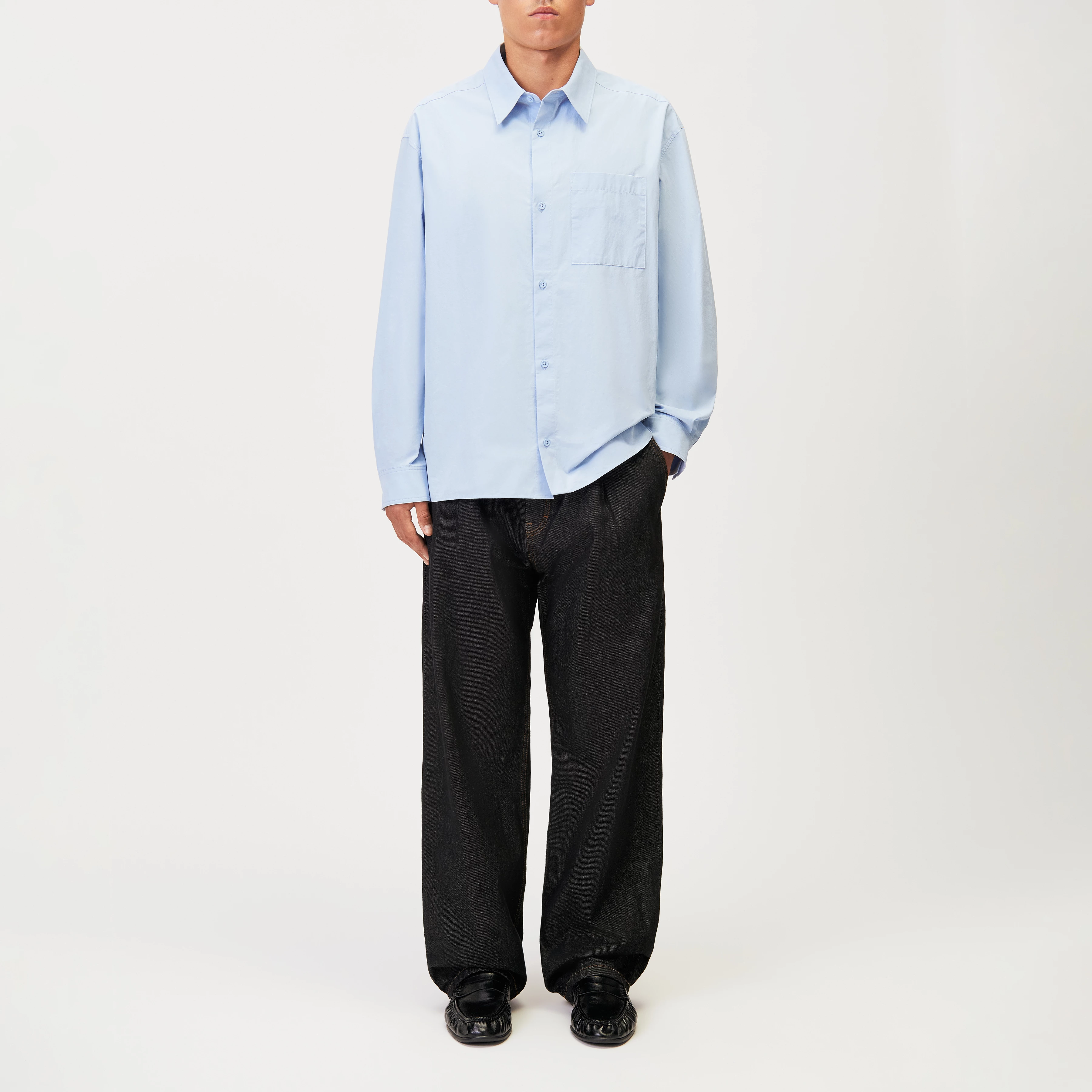 BAUNT - Regular Fit Pure Cotton Shirt - men - blue - Ganzkörper-Frontansicht