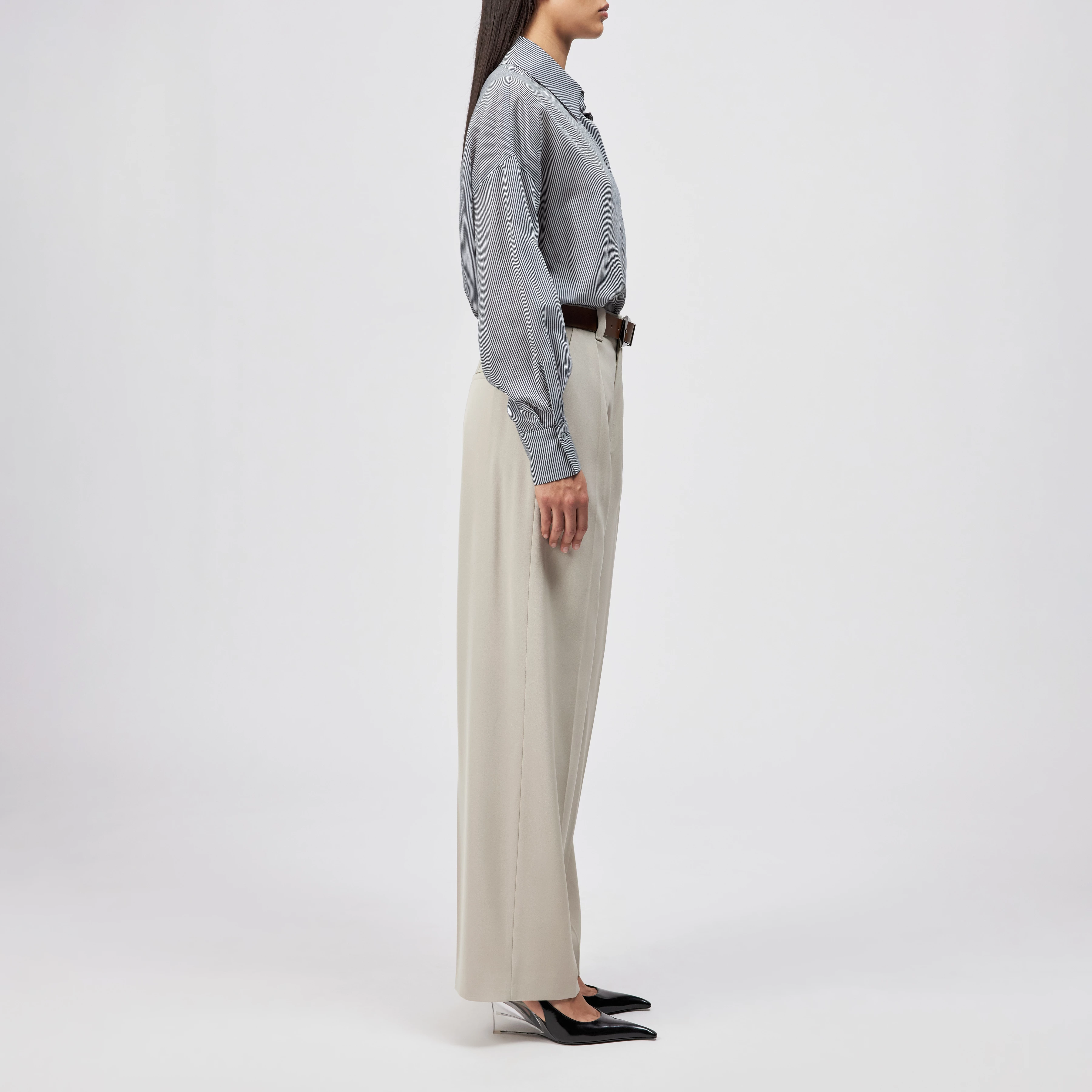 LYNDARA - Casual shirt blouse, quality stripe design. - women - blue - Seitenansicht