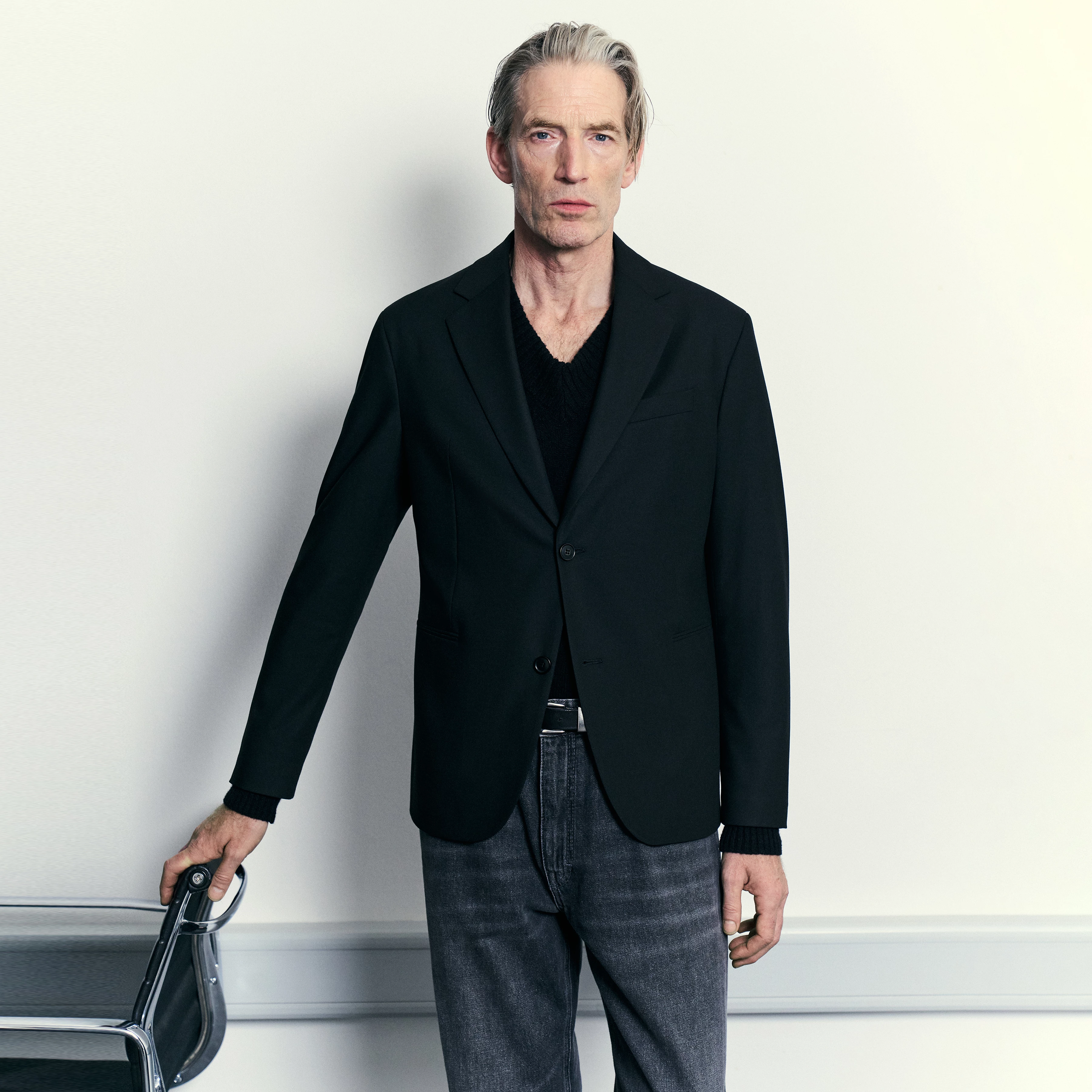 CATORY_B - Regular fit blazer in wool blend - men - black