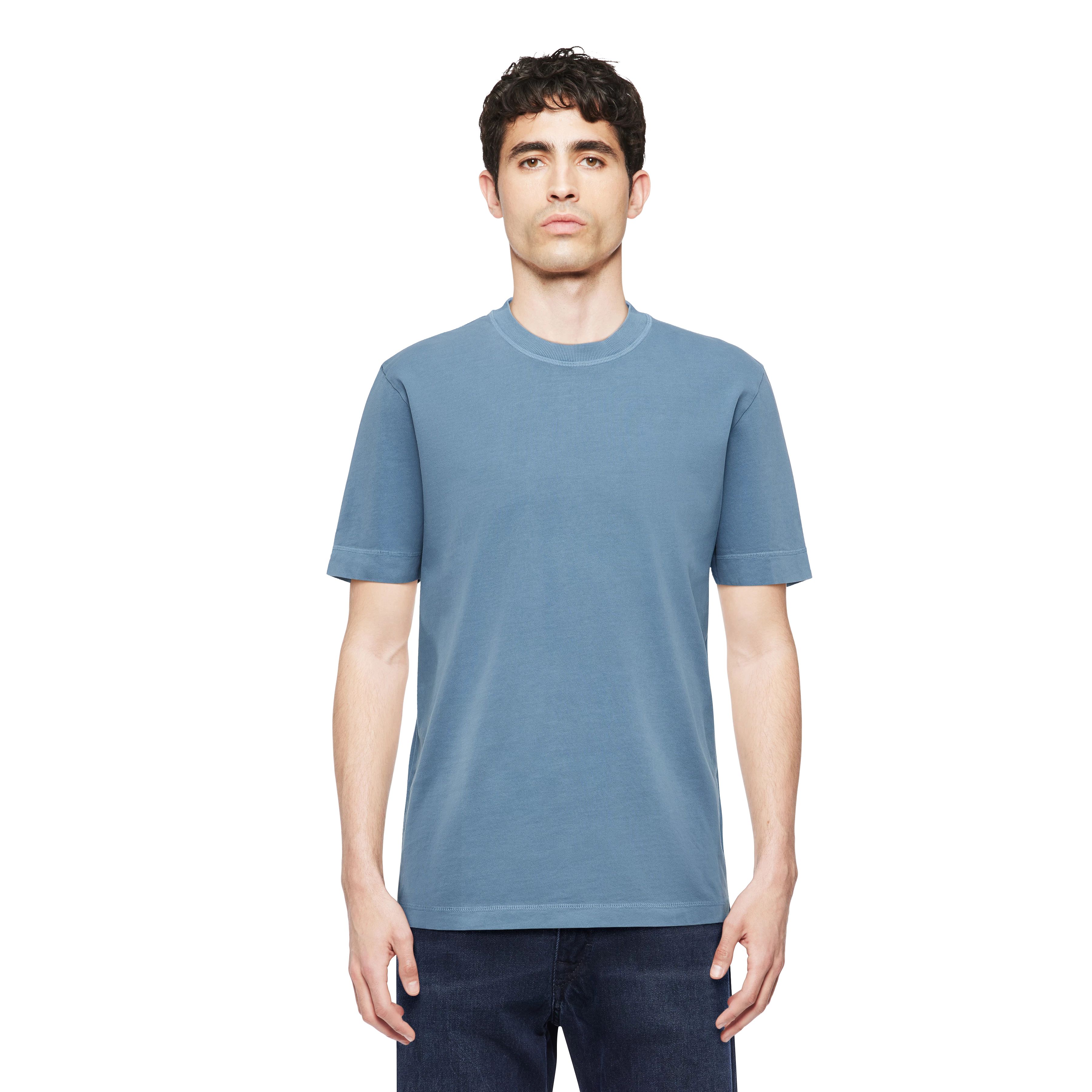 RAPHAEL - T-shirt in washed look - men - blue - Frontansicht