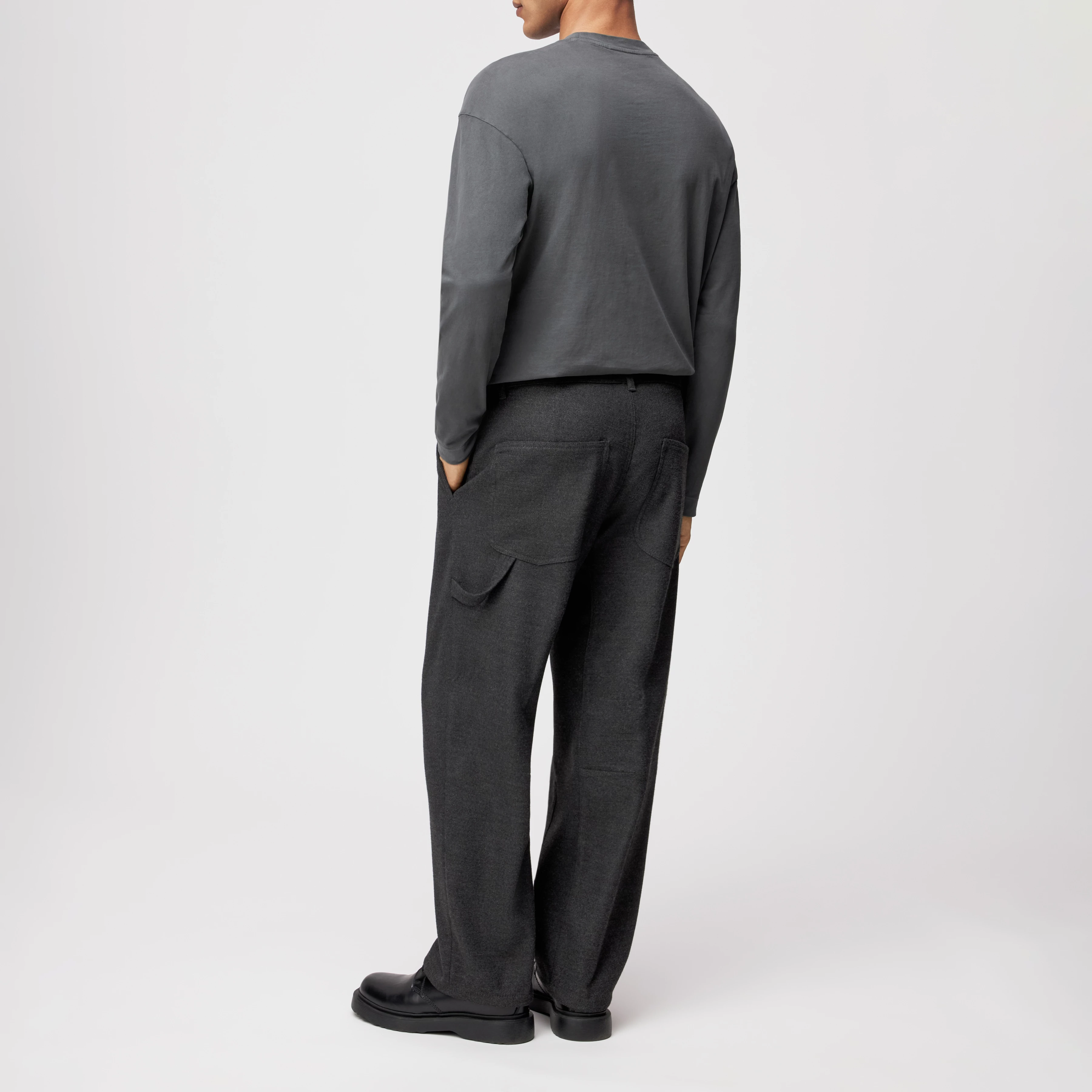 GONAGO - Utility Hose in softem Flanell - Herren - grau - Rückansicht