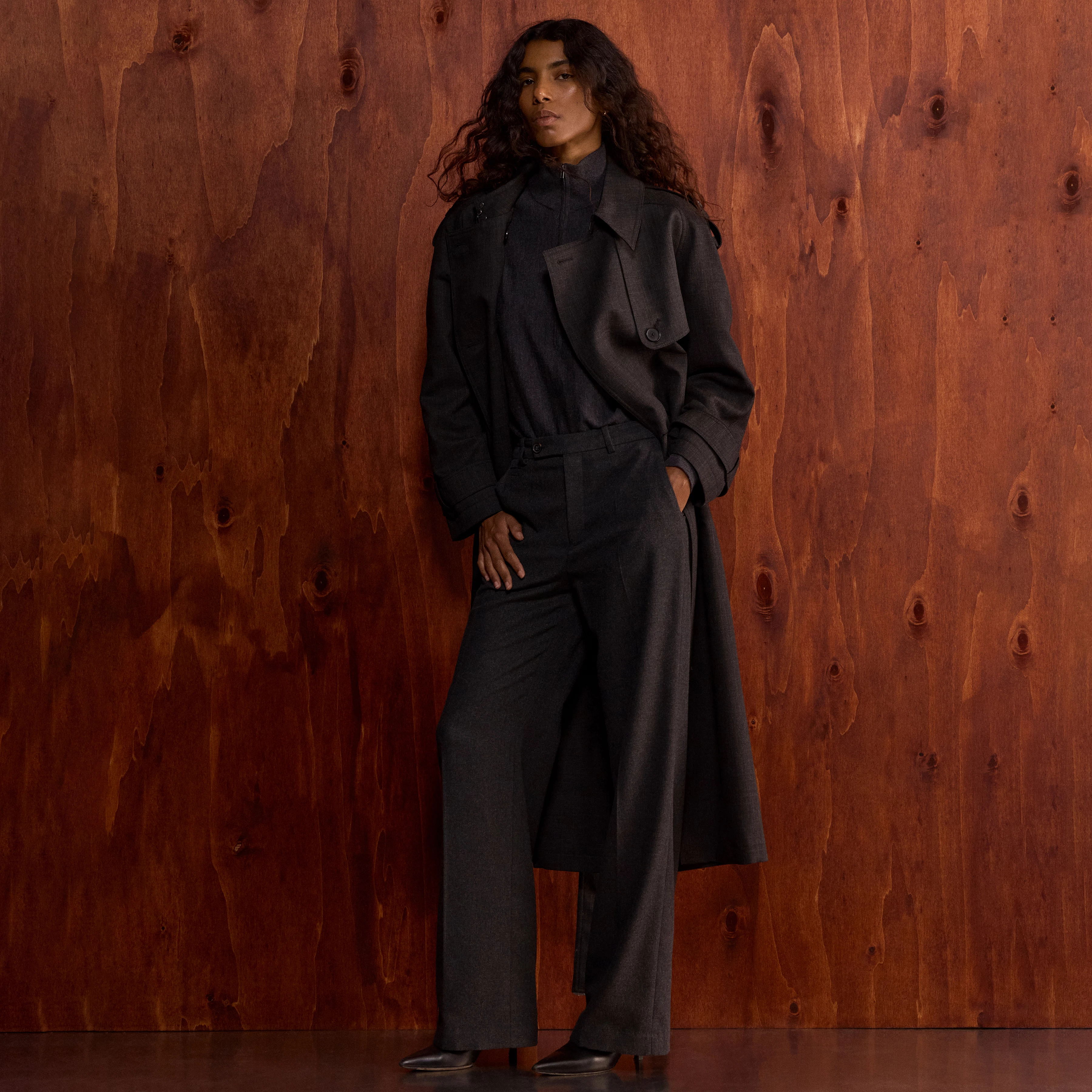 PEPLOW - Pure new wool trench coat - women - grey