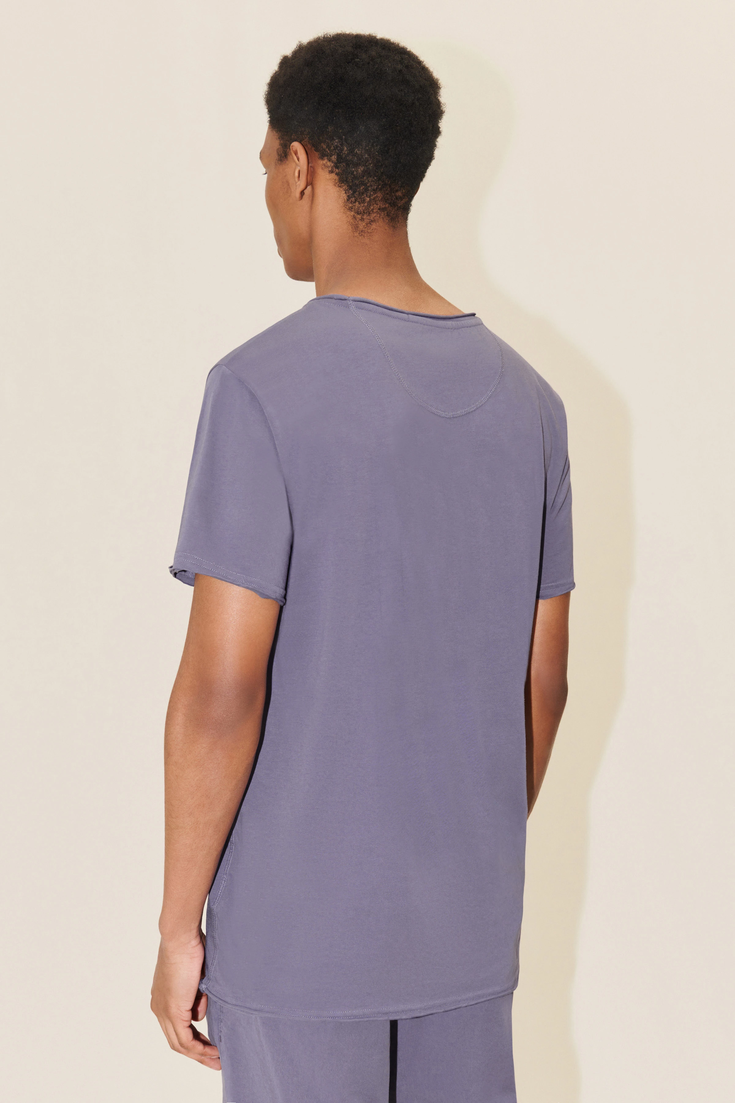 KENDRICK - Loose cotton T-shirt - men - purple - Rückansicht