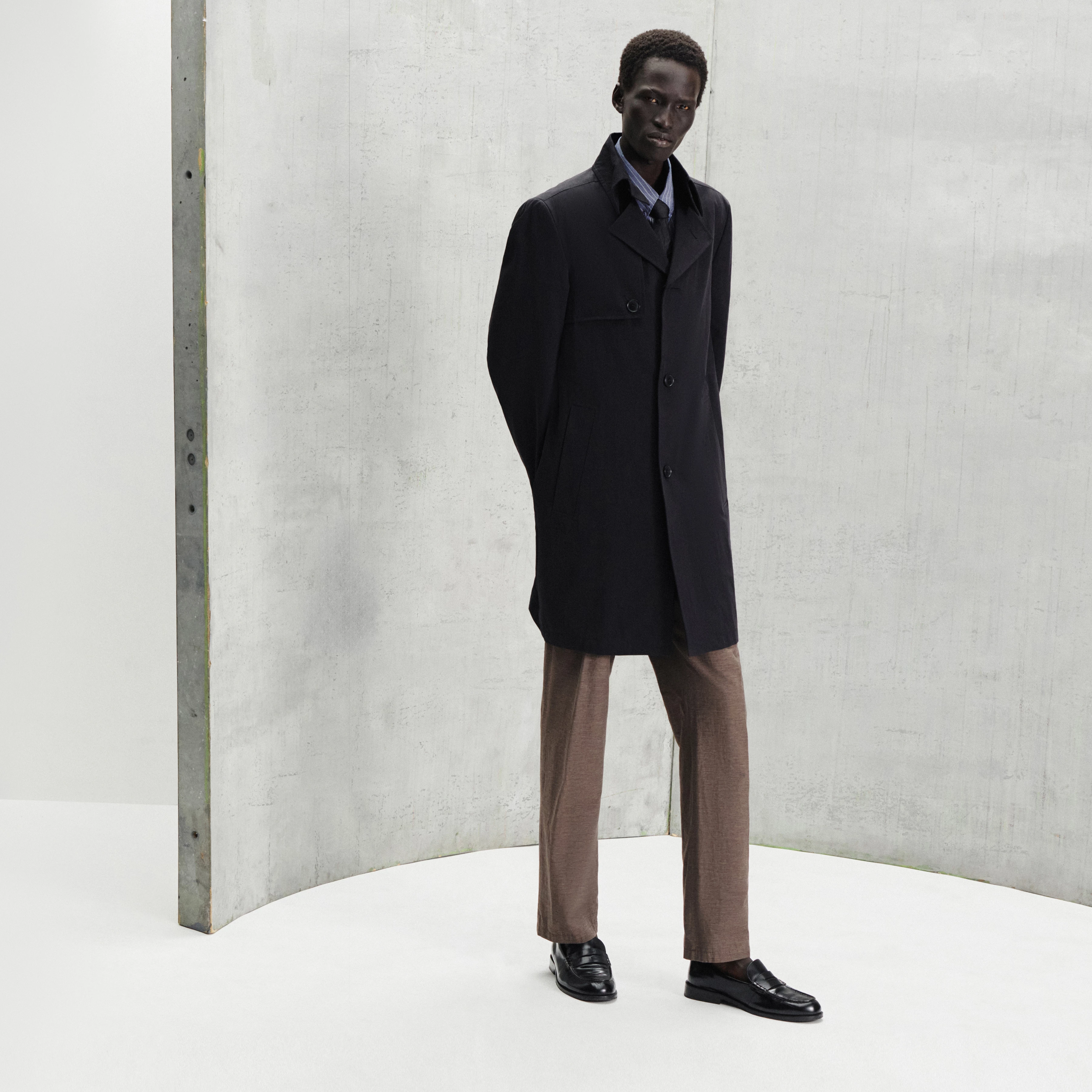 SKOPJE_C - Cotton blend trench coat - men - black