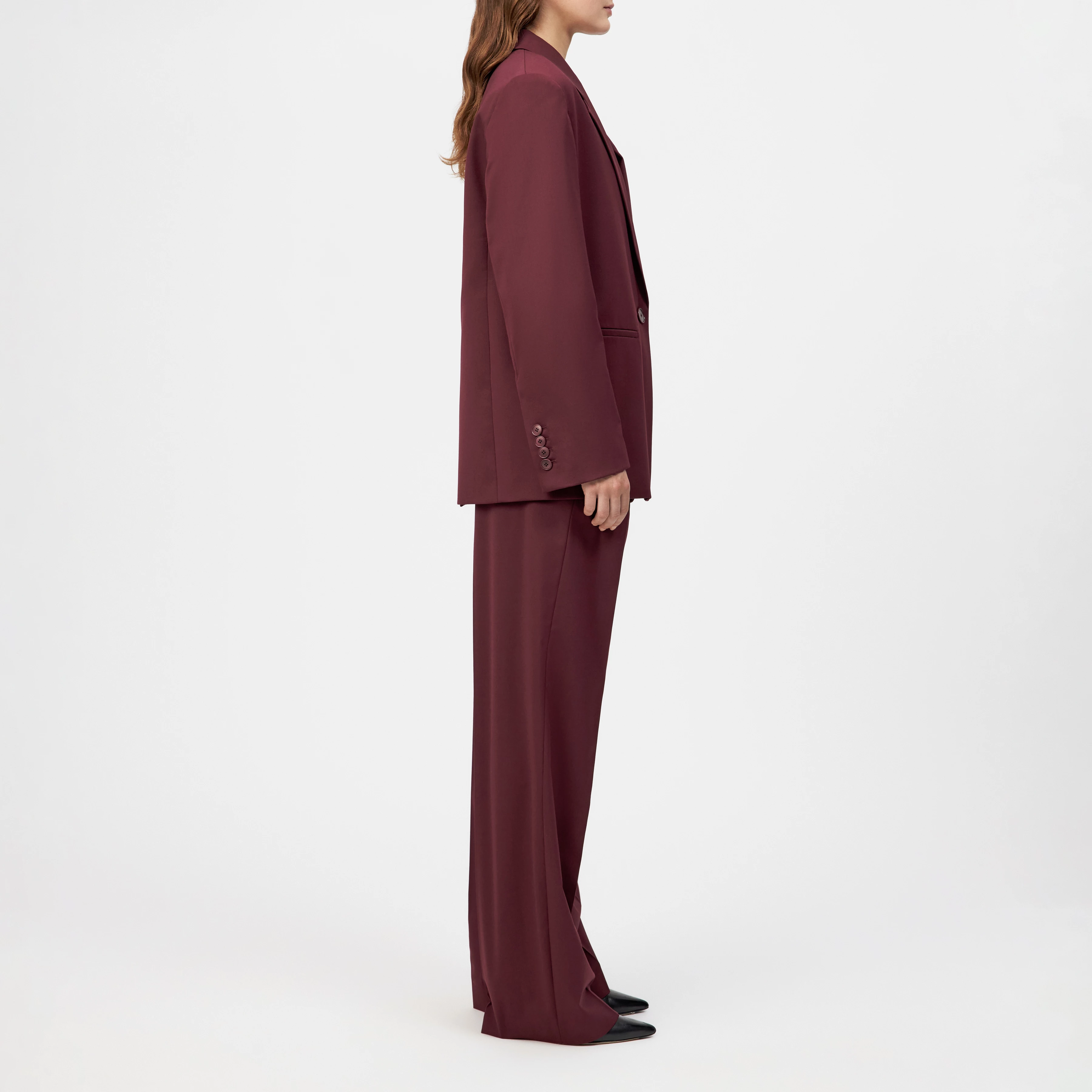 MOWTIE - Lässiger Einreiher-Blazer in Woll-Mix - Damen - rot - Seitenansicht