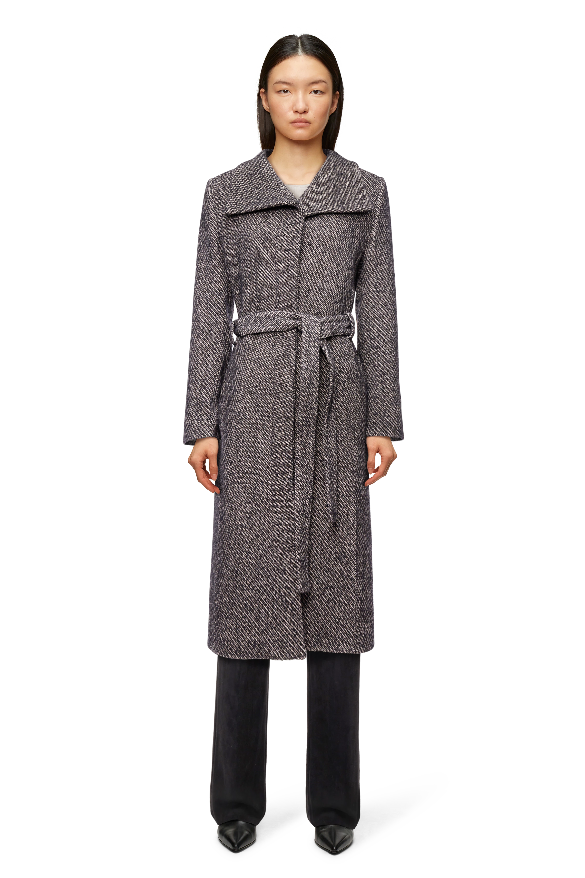 LEICESTER - Mantel met opstaande kraag in wolmix met textuur - dames - beige - Frontansicht