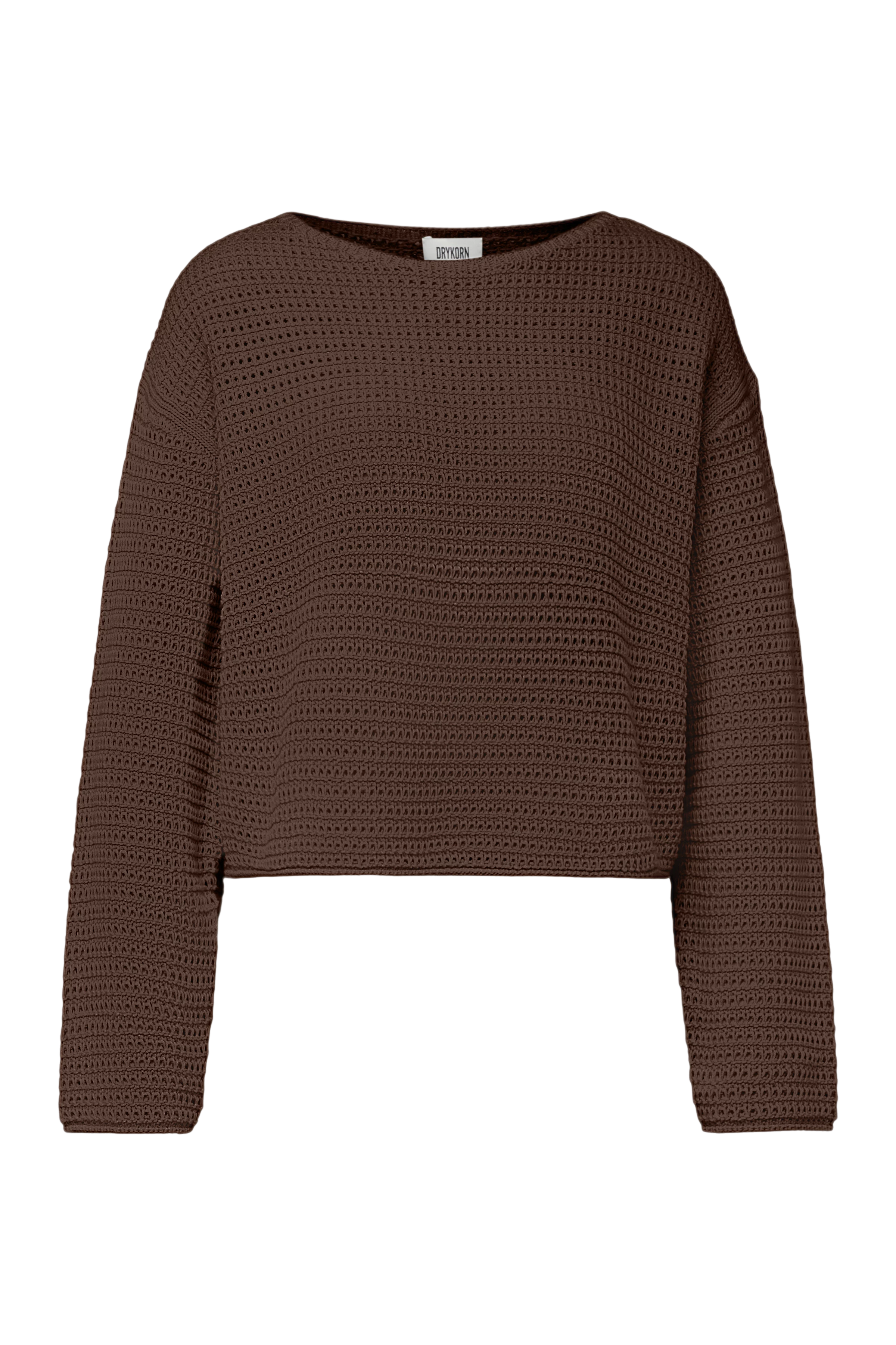 IMENIA_2 - Oversized Cropped Pullover in Grobstrick - Damen - braun - Freisteller Frontansicht