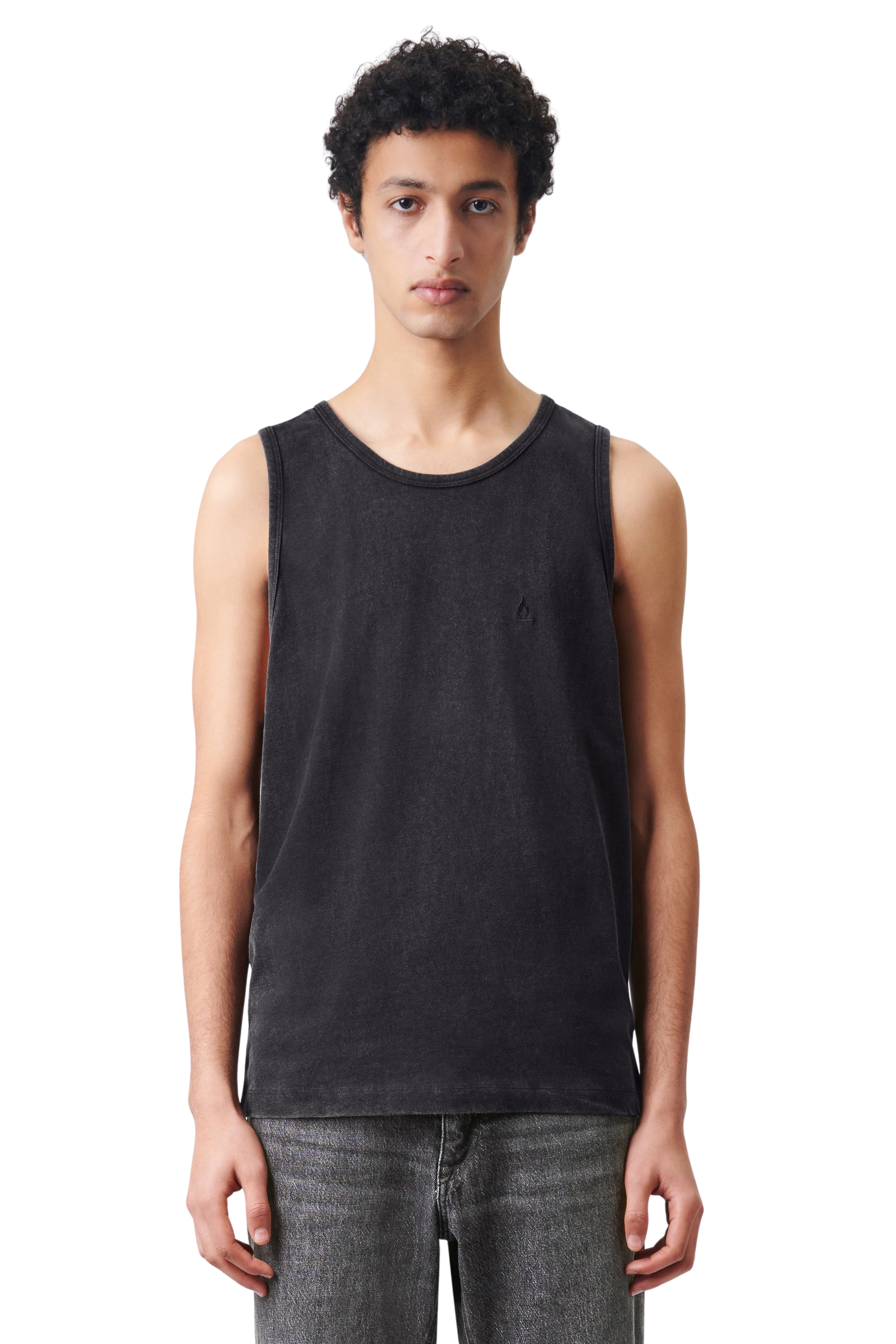 WYLAN - relaxed fit tank top in a washed look - men - grey - Frontansicht