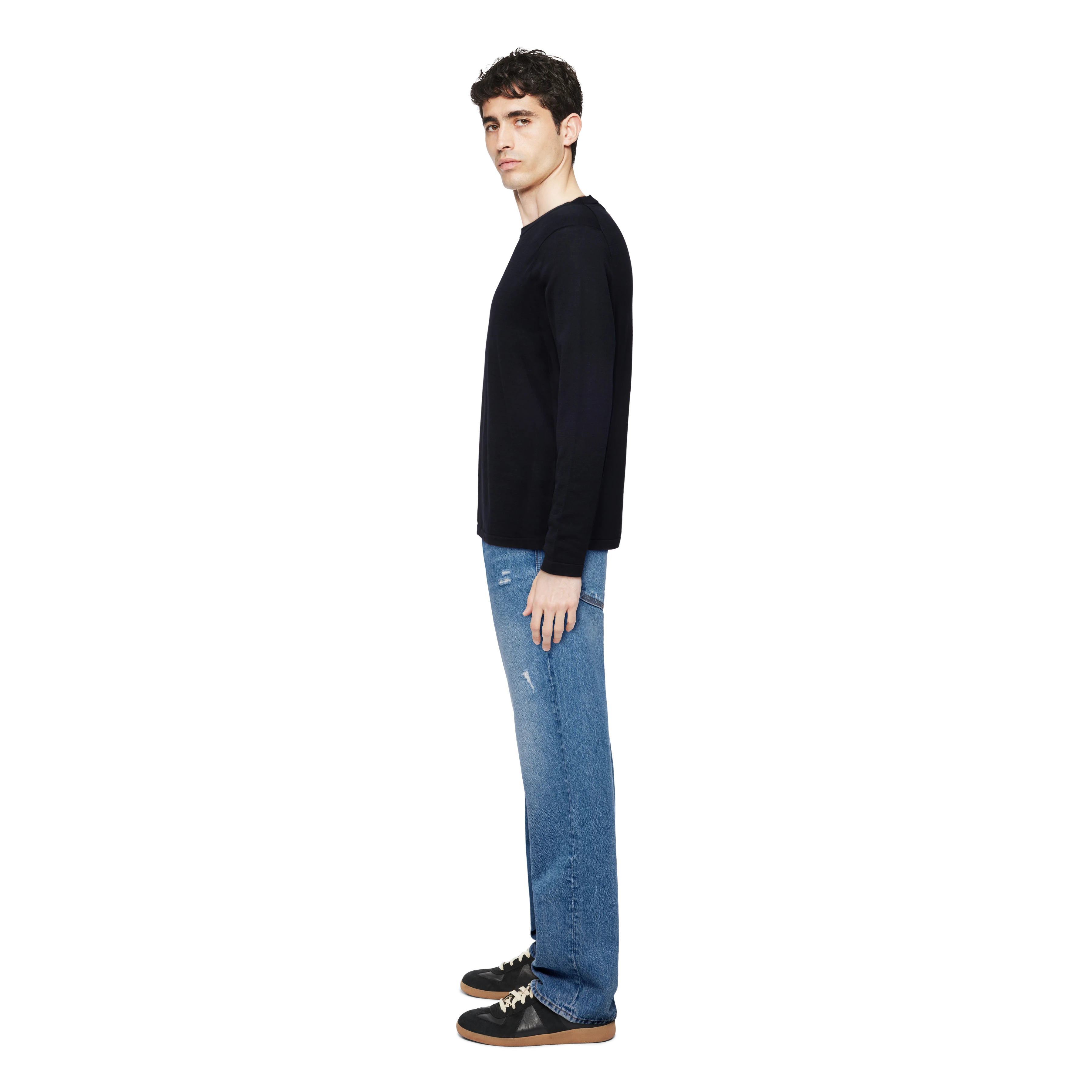 IRMINO - Longsleeve in mercerisierter Baumwolle - Herren - schwarz - Seitenansicht