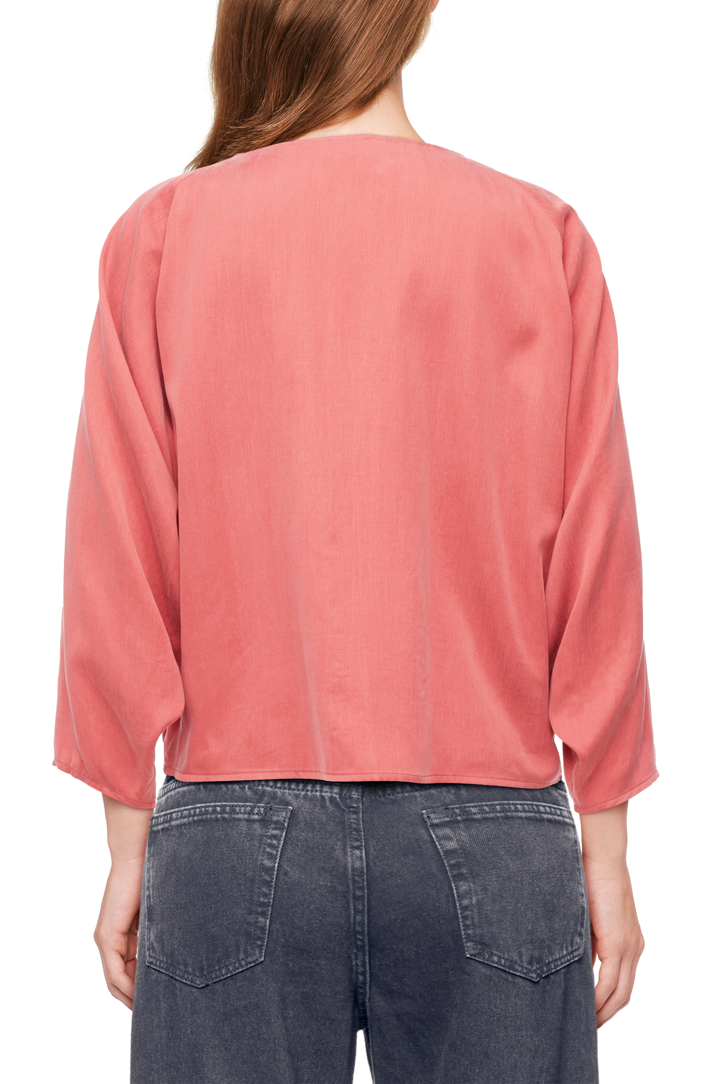 NIALINI - T-Shirt Bluse in Cupro-Baumwoll Mix - Damen - rosa - Rückansicht
