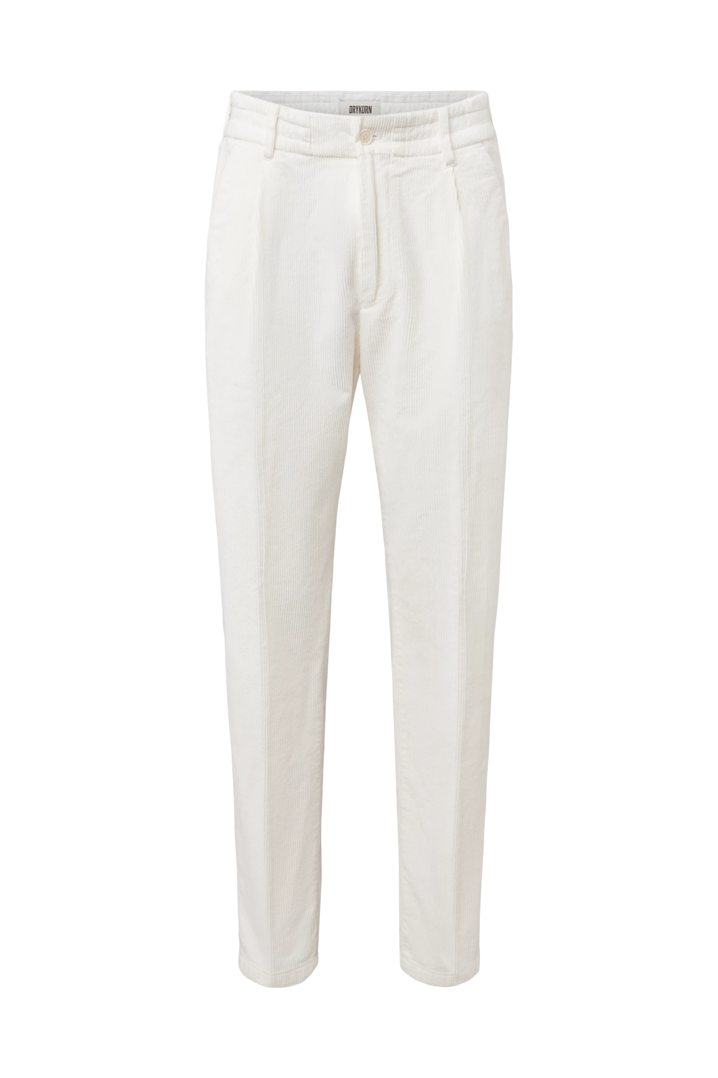 CHASY - Casual trousers with pleats in washed cotton corduroy - men - off white - Freisteller Frontansicht