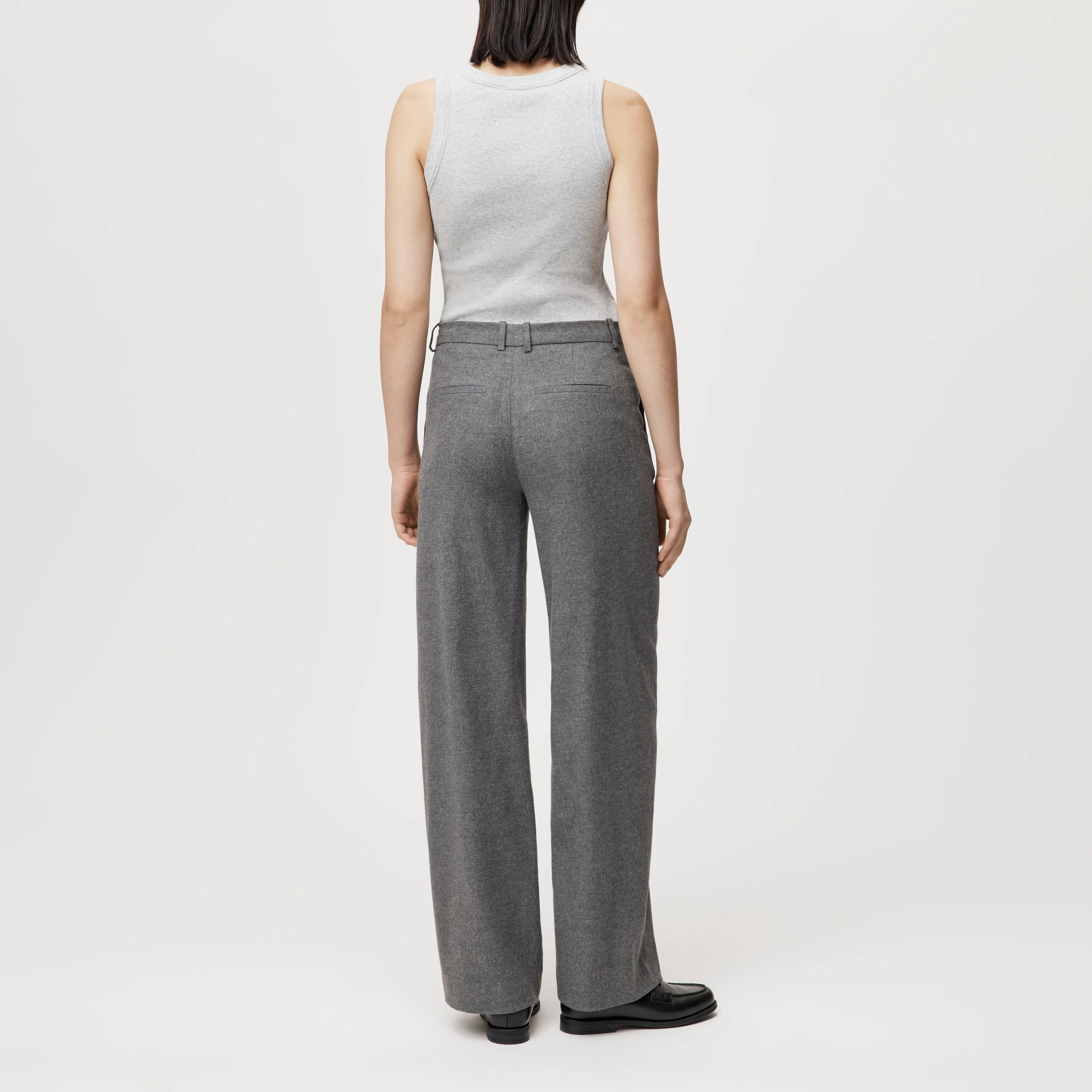 DESK - Trousers with barrel leg in wool blend - women - grey - Rückansicht